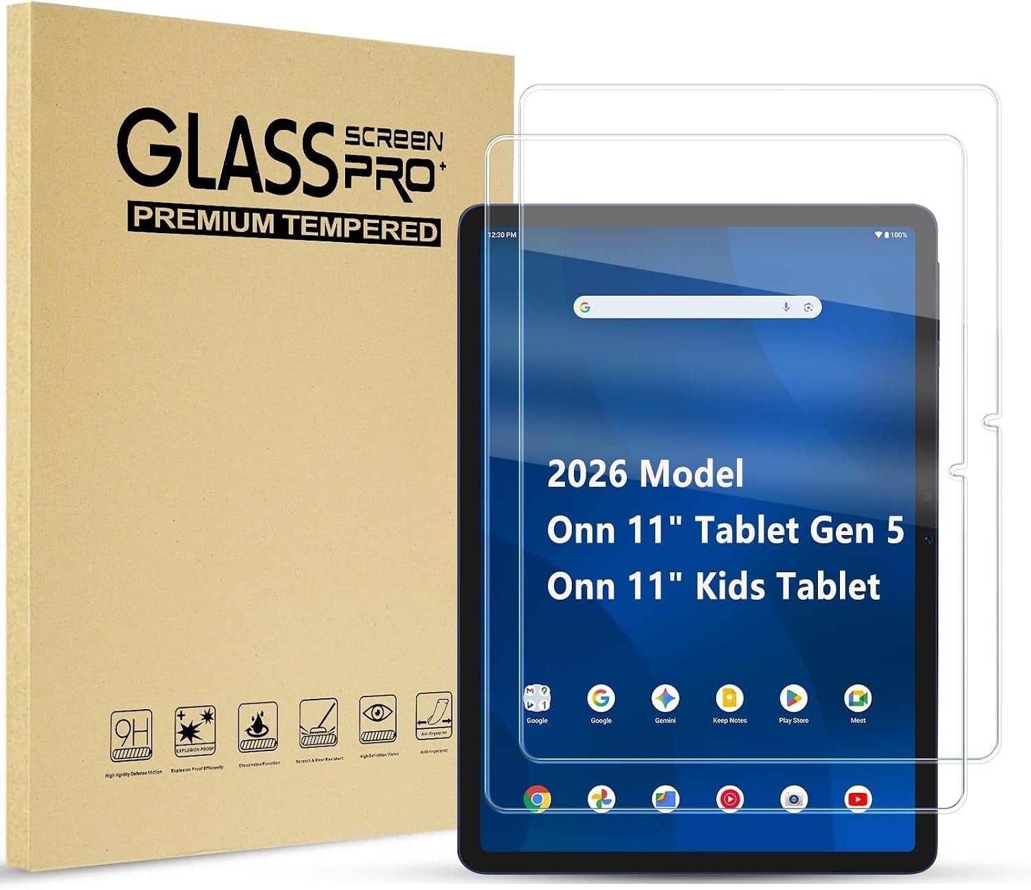 2 Pack Tempered Glass Screen Protector For 2026 Onn 11"/Onn 11 inch Kids Tablet
