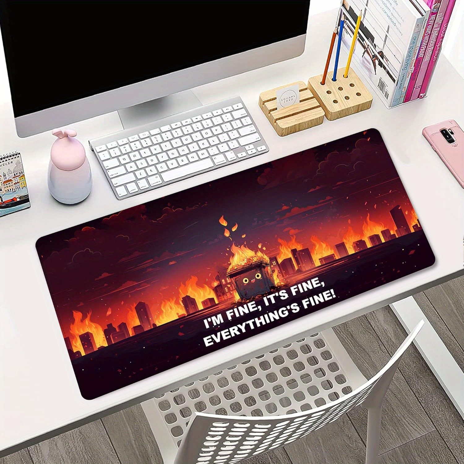 1pc Large Gaming Mouse Pad with Extended Size, Features a Natural Rubber Base,