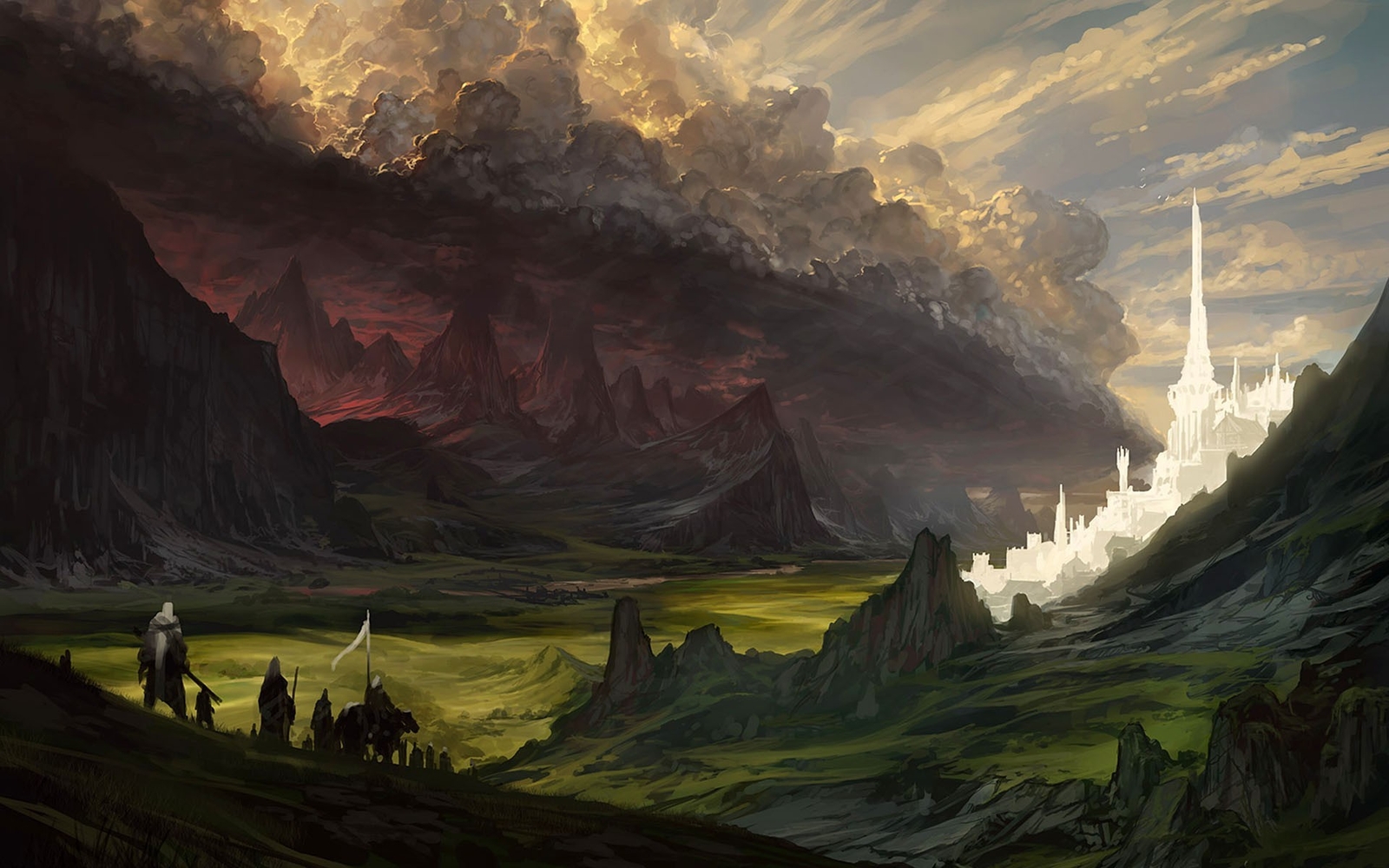 Landscape fantasy art the lord of rings mordor minas Custom Gaming Mat Desk