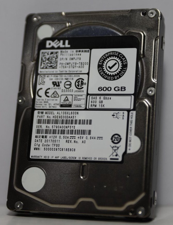 DELL WPJY9 TOSHIBA AL13SXL600N 600GB 6Gb/s 15K SFF 2.5'' SAS HDD HDE9E00DAA51