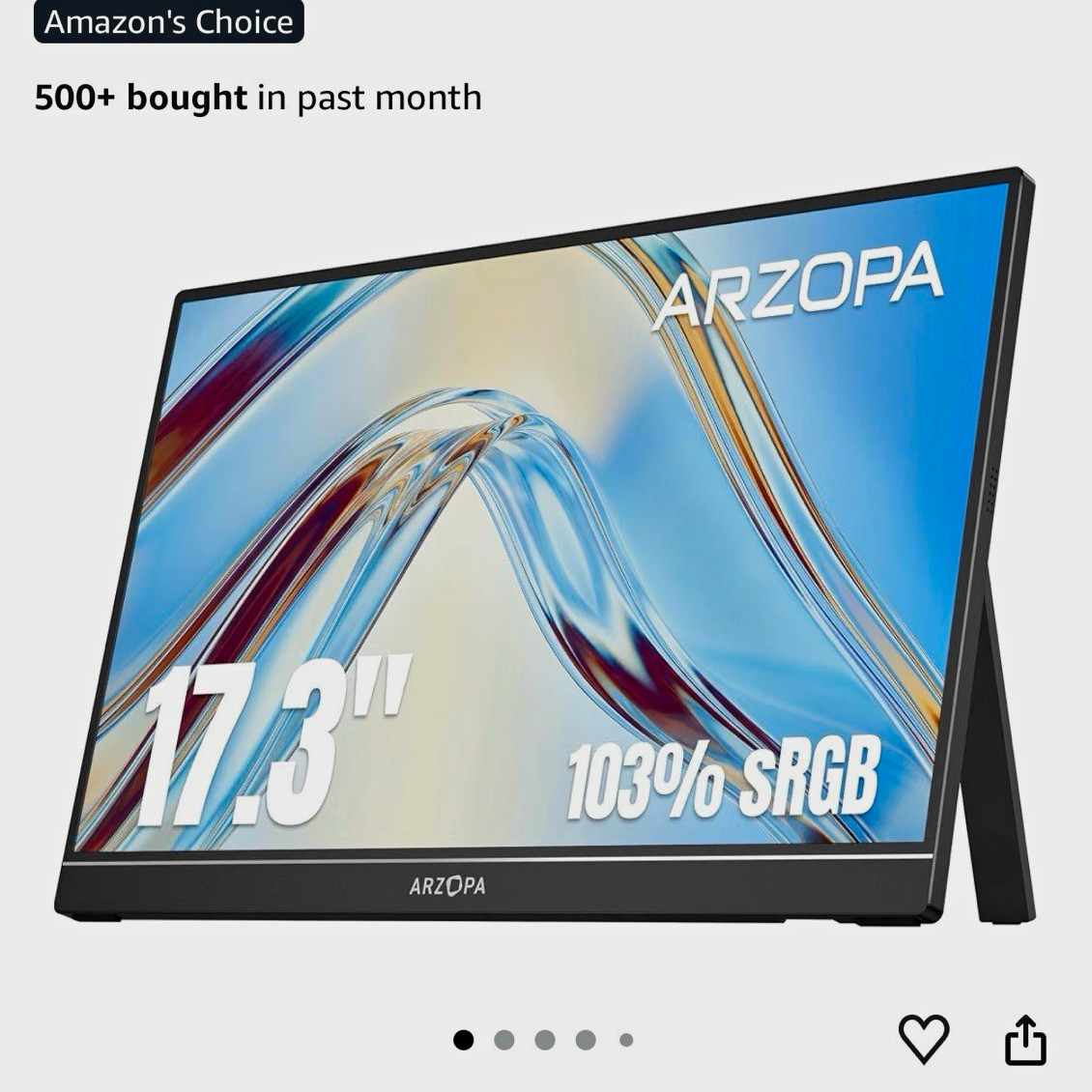 ARZOPA A1M 17.3in FHD IPS Portable Monitor 60Hz HDMI USB-C Kickstand