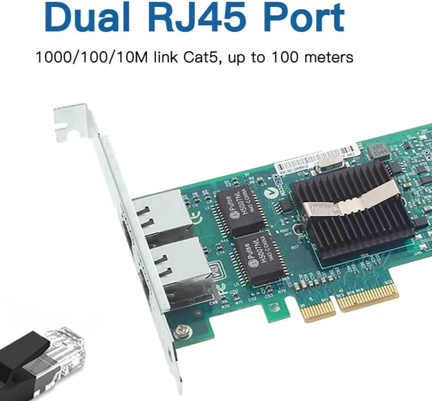 1.25G Gigabit Ethernet Converged Network Card NIC Intel 82576 PCIe x4 Dual RJ45