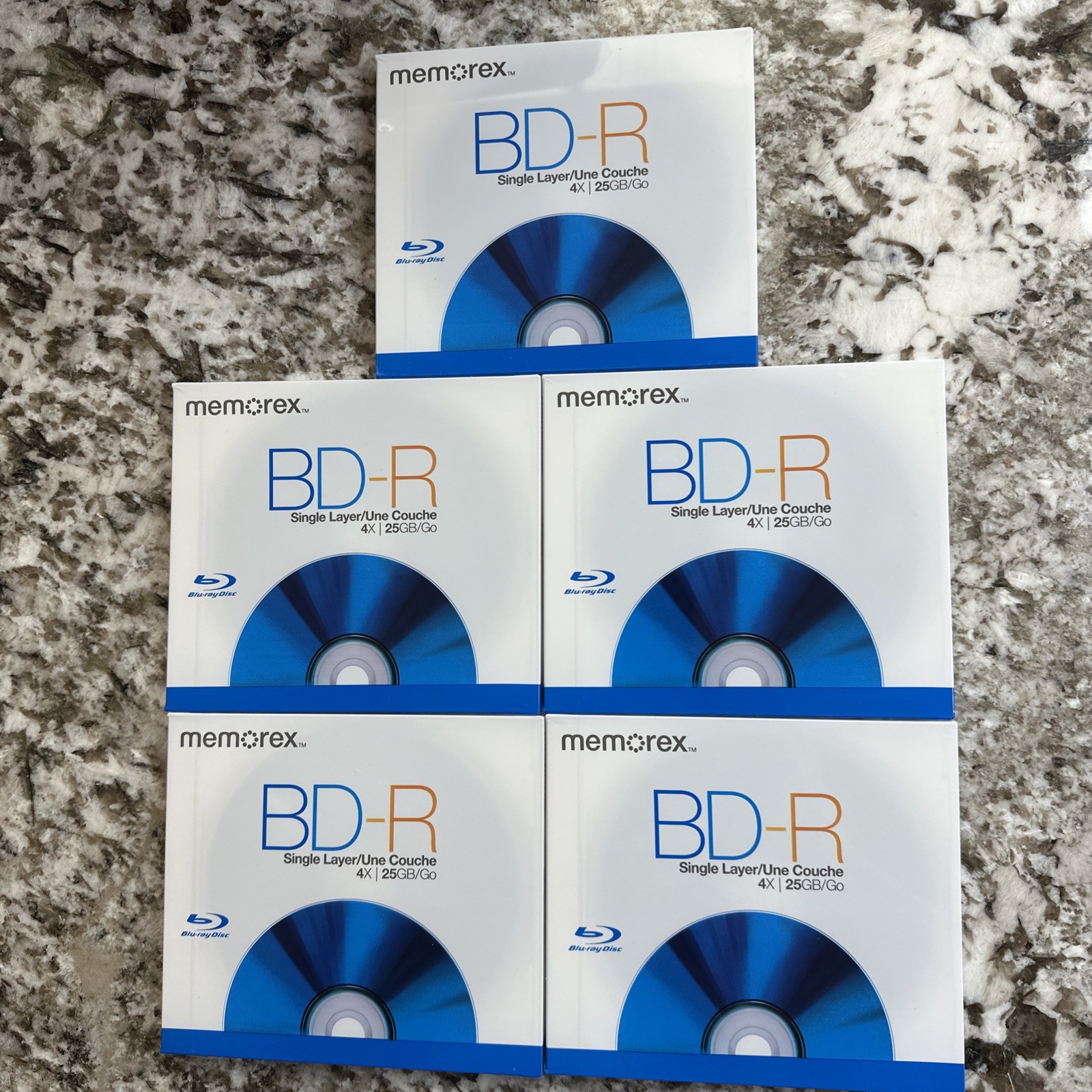 5x Memorex BD-R 25GB 4X Blu-ray Recordable Discs Blank Media Single Layer Sealed