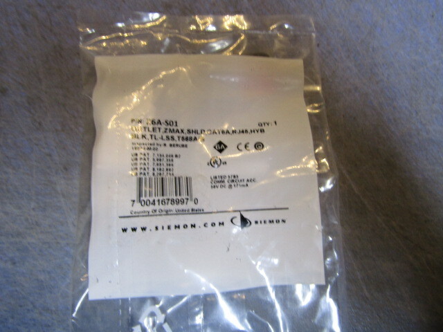 1 – SIEMON Z-MAX Z6A-S01 Shielded UTP Outlets, Black, CAT6A, RJ45, HYB. NEW 