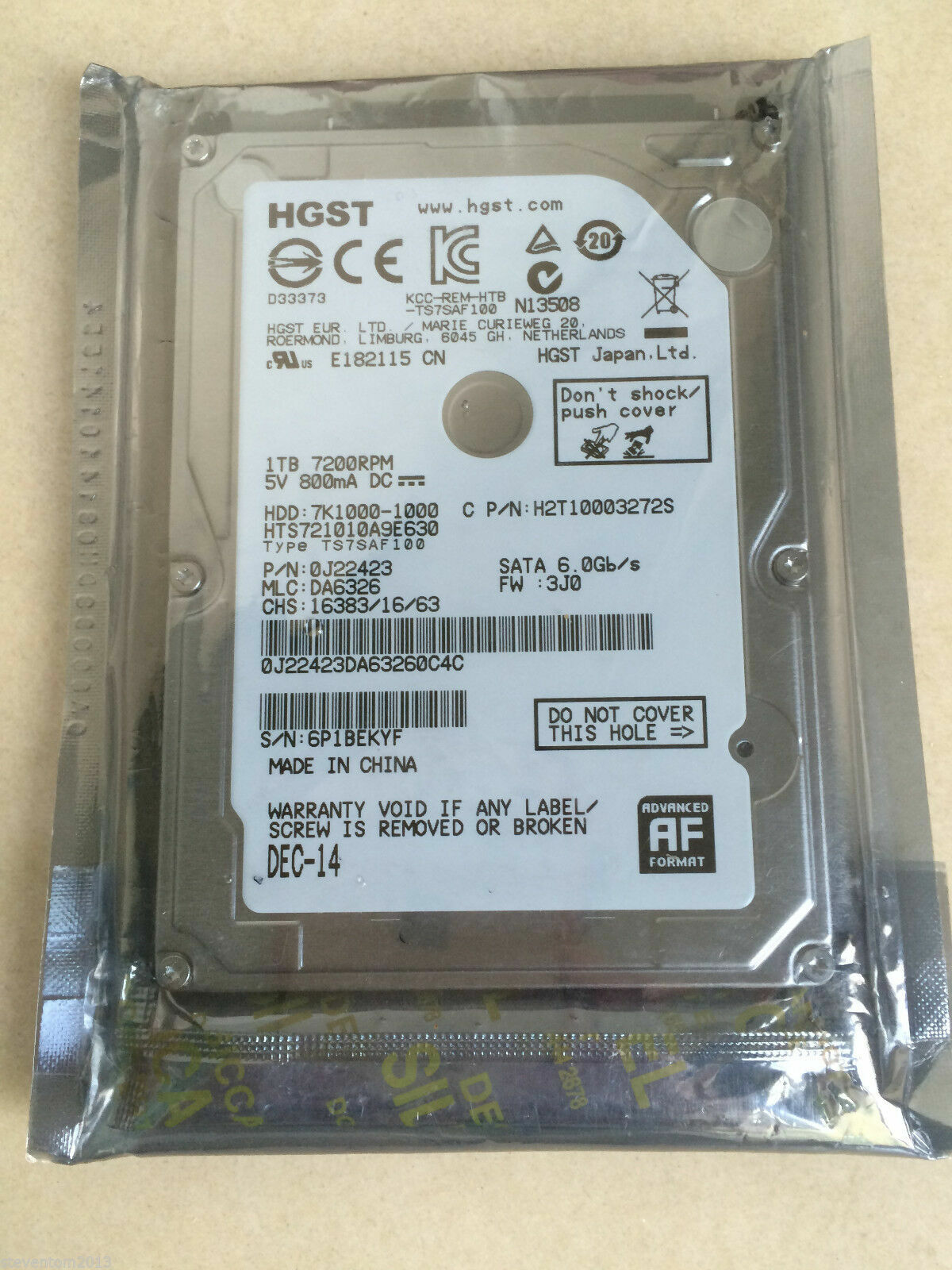 1TB 2.5"compatible HGST Travelstar 7K1000 1000GB SATA Internal Hard Disk 7200RPM
