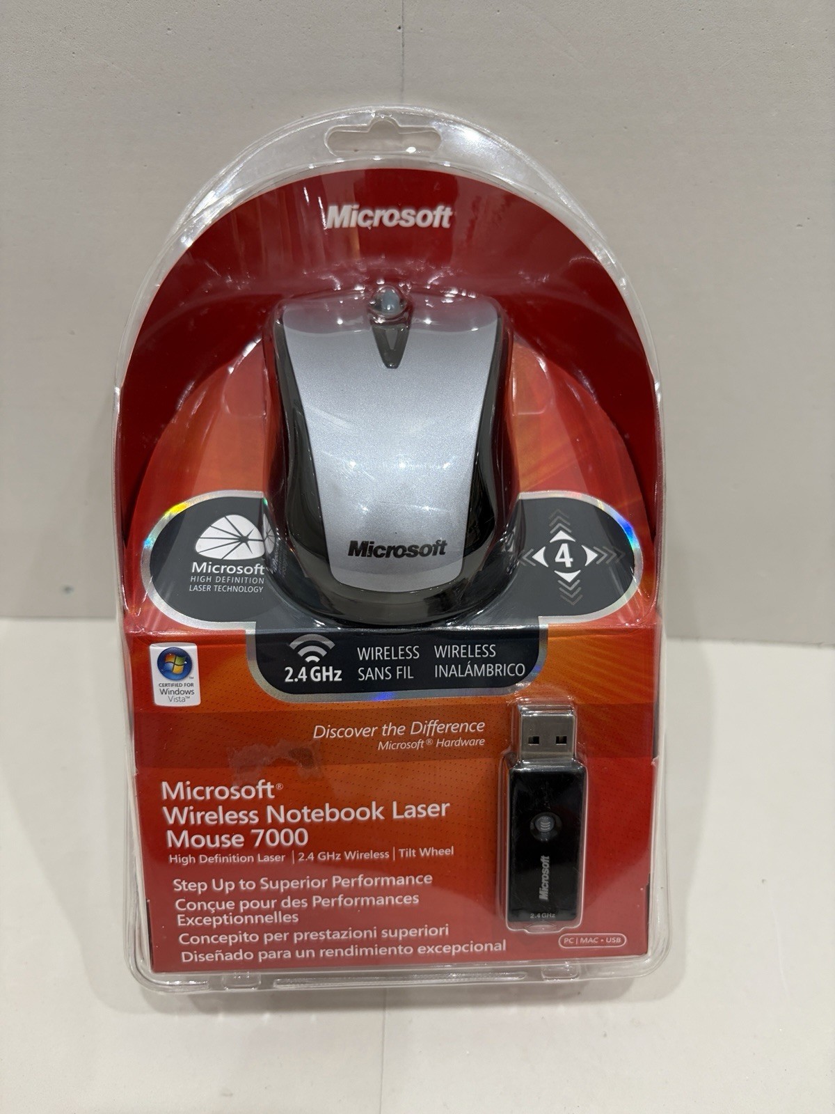 NEW IN BOX - Microsoft Wireless Notebook Laser Mouse 7000 Mac/Win USB