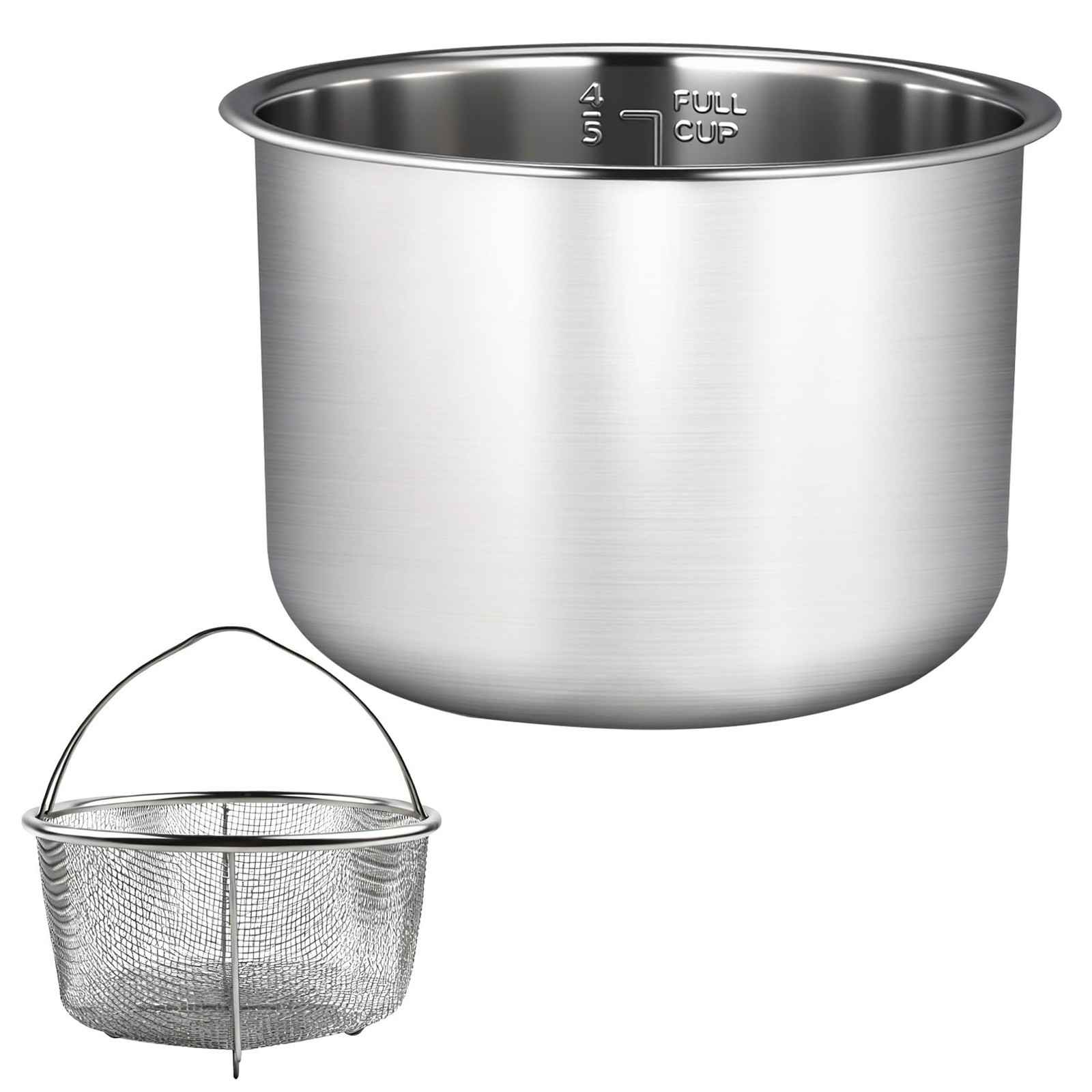 6 Quart Stainless Steel Inner Pot, with 1 Steamer Basket