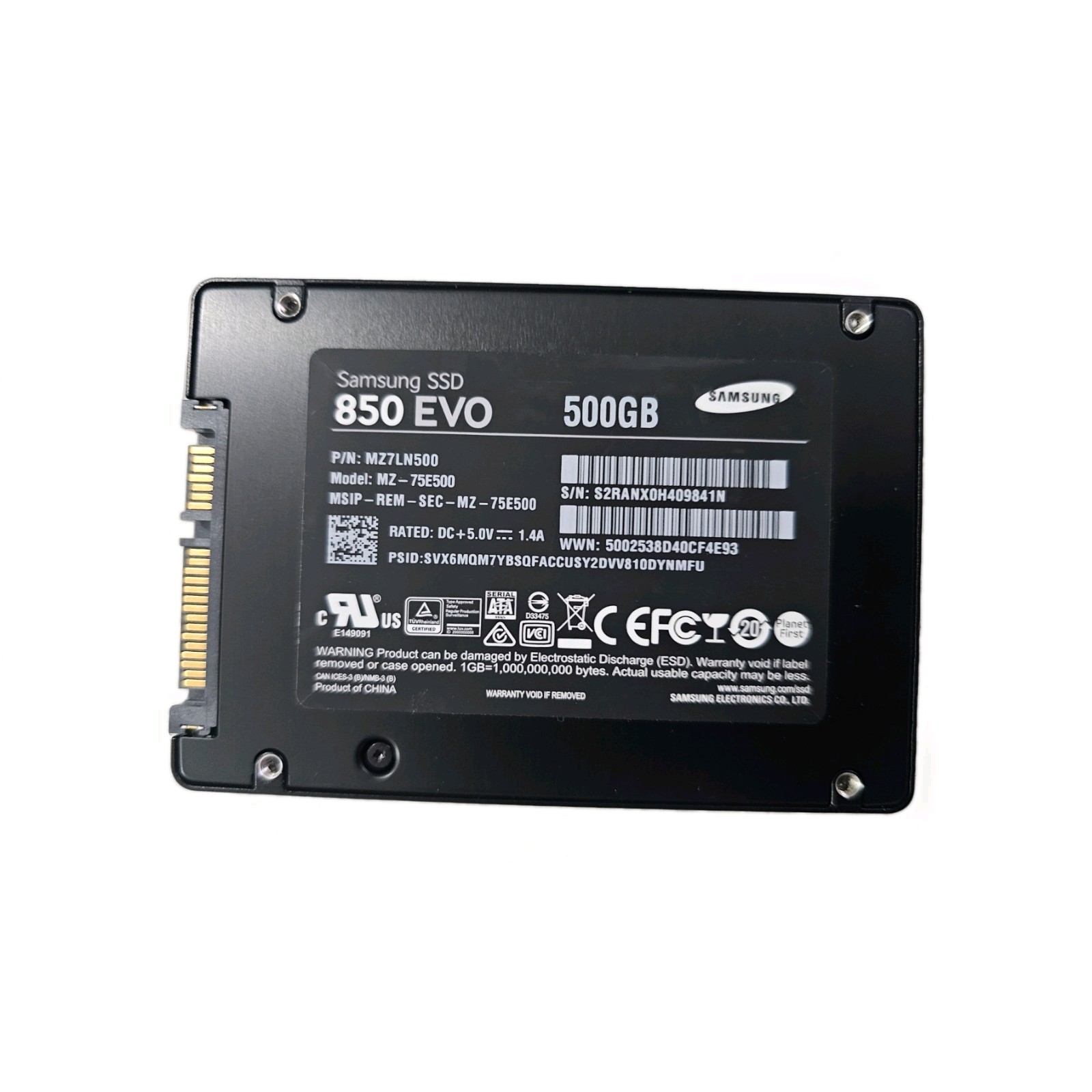 MZ-75E500 MZ7LN500HMJP SAMSUNG 850 EVO 500GB 6G 2.5" SATA SOLID STATE DRIVE