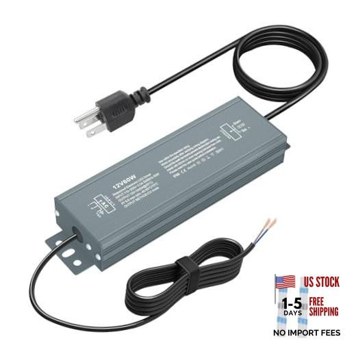 12V LED Driver 60W 10.8FT 12V LED Power Supply 5A 110V AC to DC 12V 60W