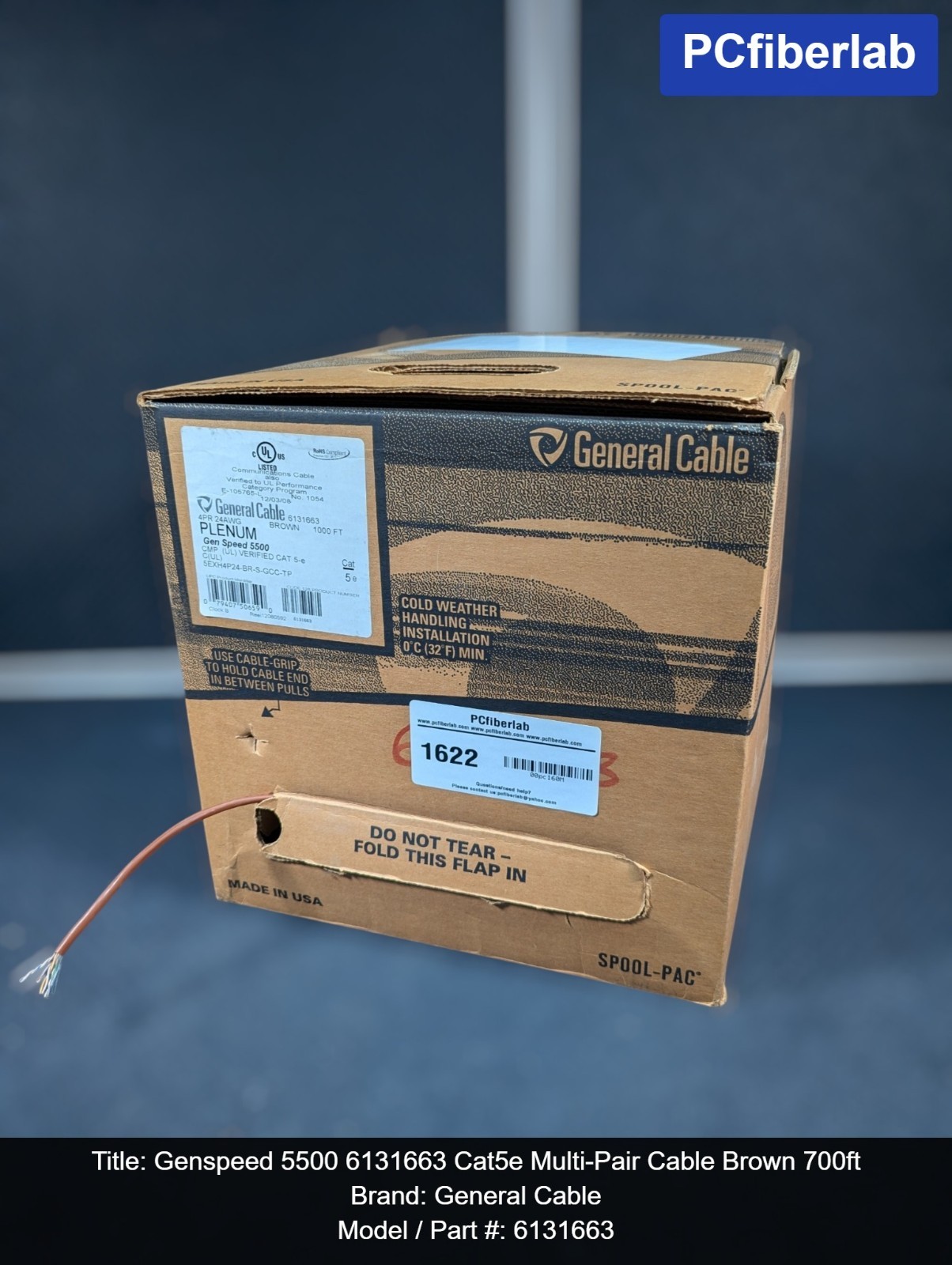 General Cable CAT 5E GenSpeed 5500 24AWG CMP Plenum Brown  - 700 FT