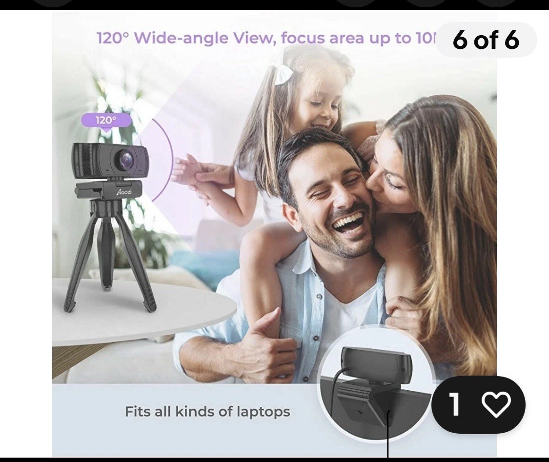 Aoozi Webcam with Microphone, Webcam 1080P..
