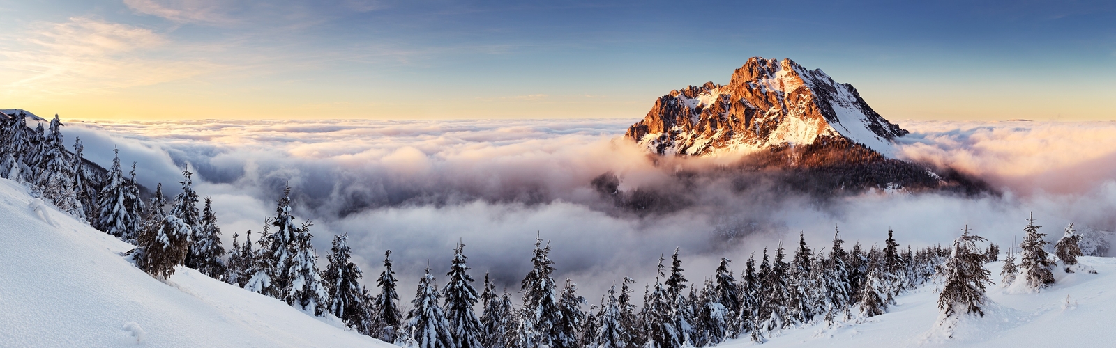 Landscape mountains mist pine trees winter slovakia Custom Gaming Mat Desk