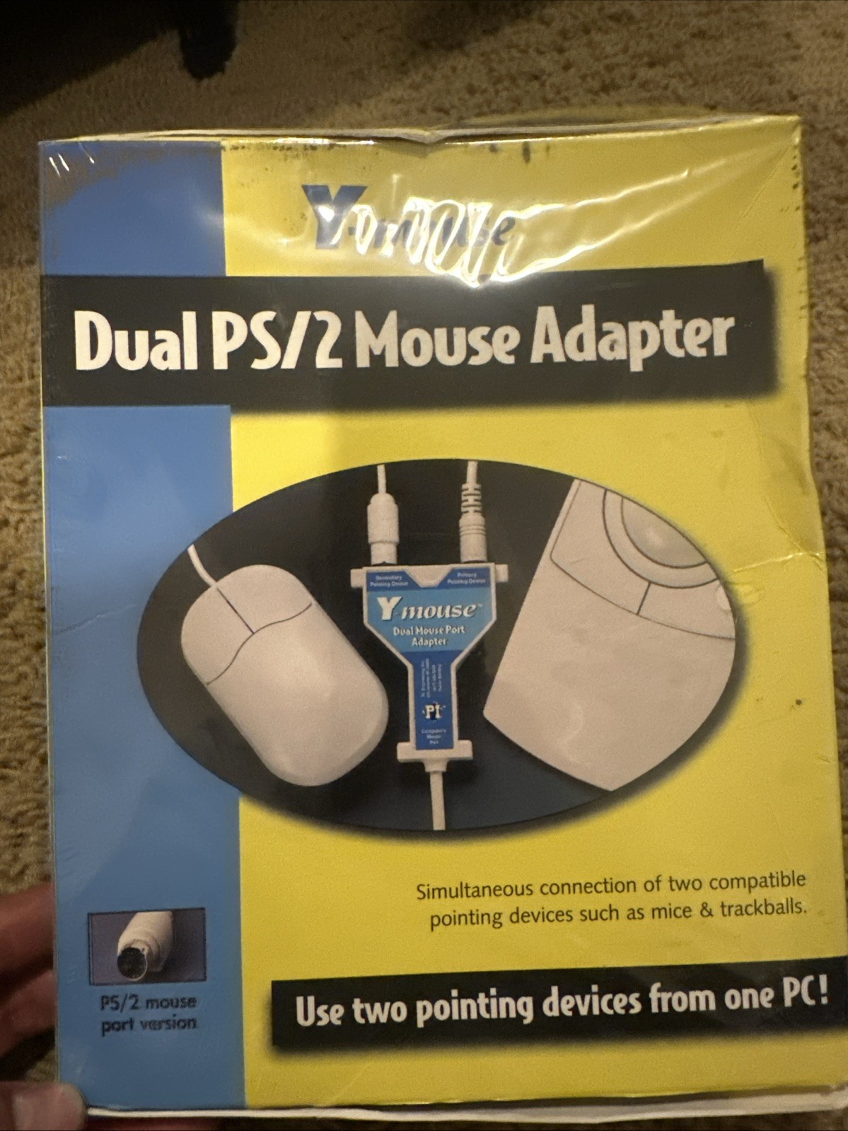Vintage P.I. Engineering Y-Mouse Dual Mouse Adapter for PS/2 Mouse