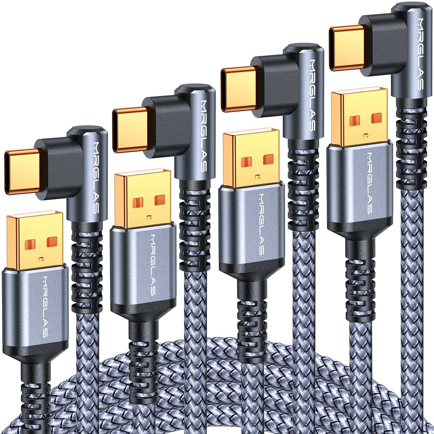 MRGLAS 3.2A USB C Charger Cable,[4-Pack, 6.6+6.6+6.6+6.6 FT, Grey 