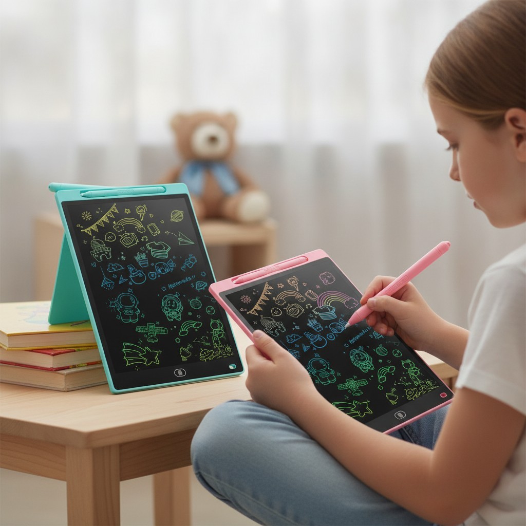 Portable 2-Pack Kids' LCD Writing Tablets - Perfect Travel Gifts in Pink & Blue