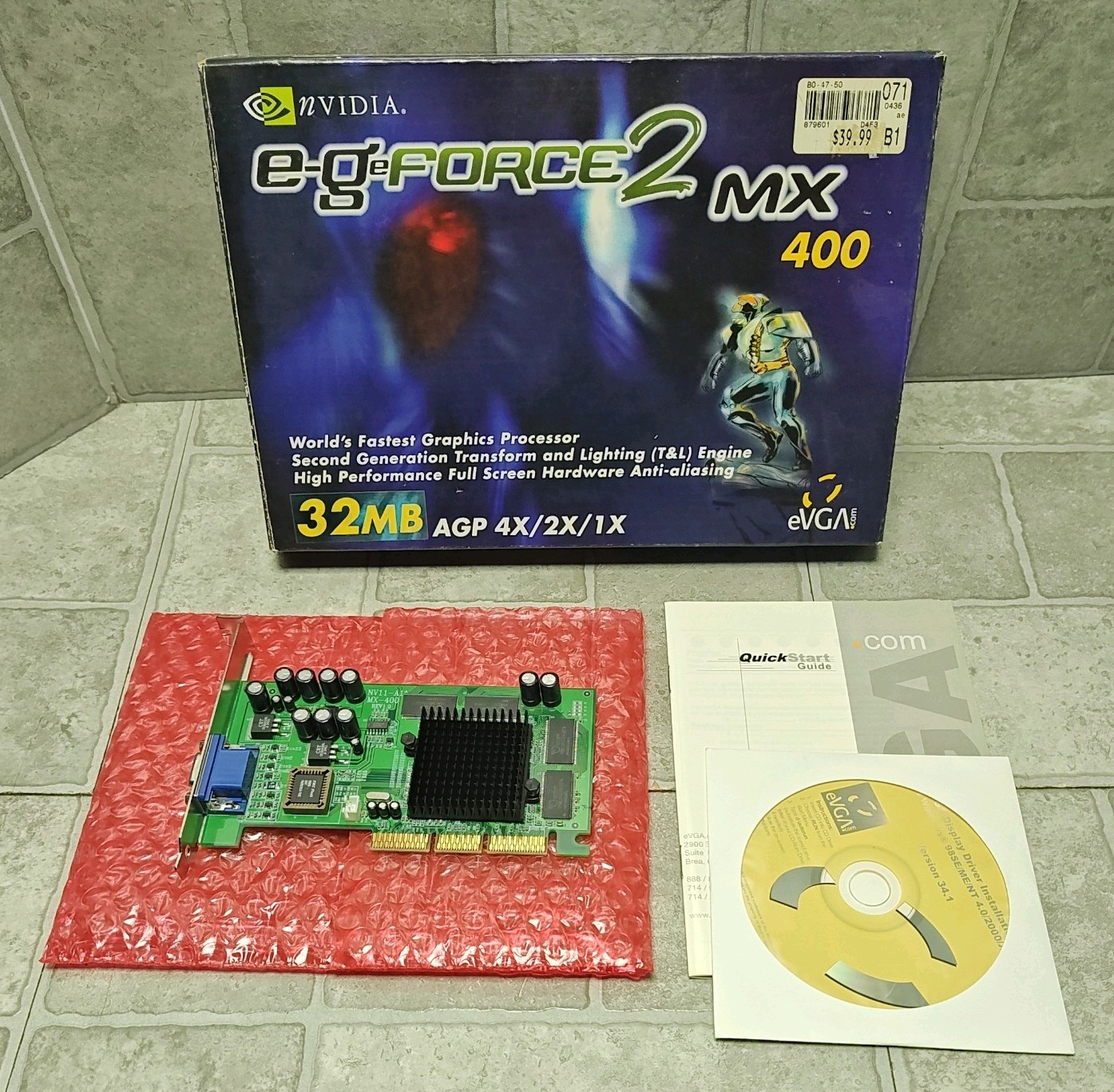 TESTED EVGA Geforce2 MX 400 Graphics Card AGP 32MB Win 98/SE/2000 Driver CD