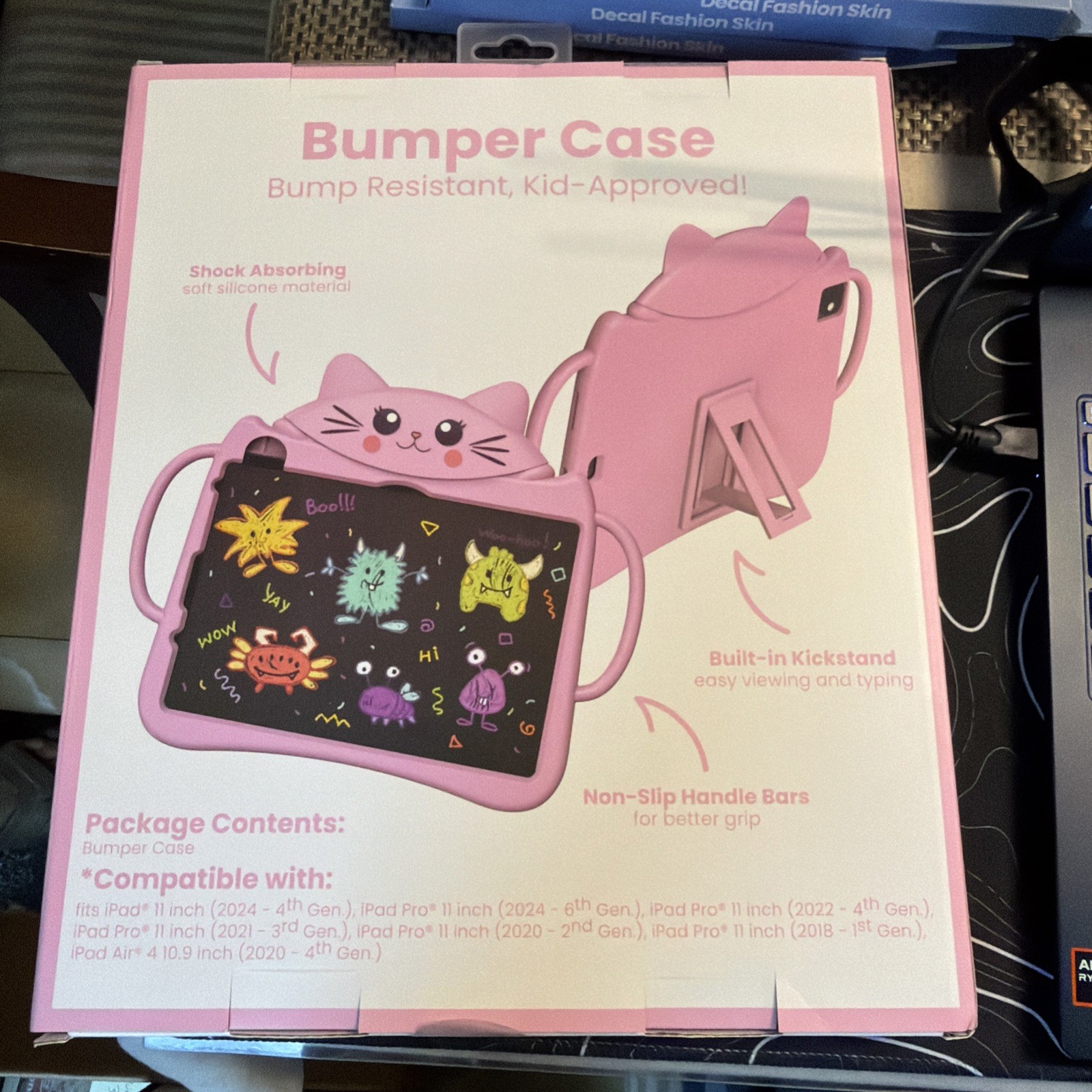 VIVITAR - Kids Bumper Case Cat Design - For iPad/Pro/Air 11inch See Description