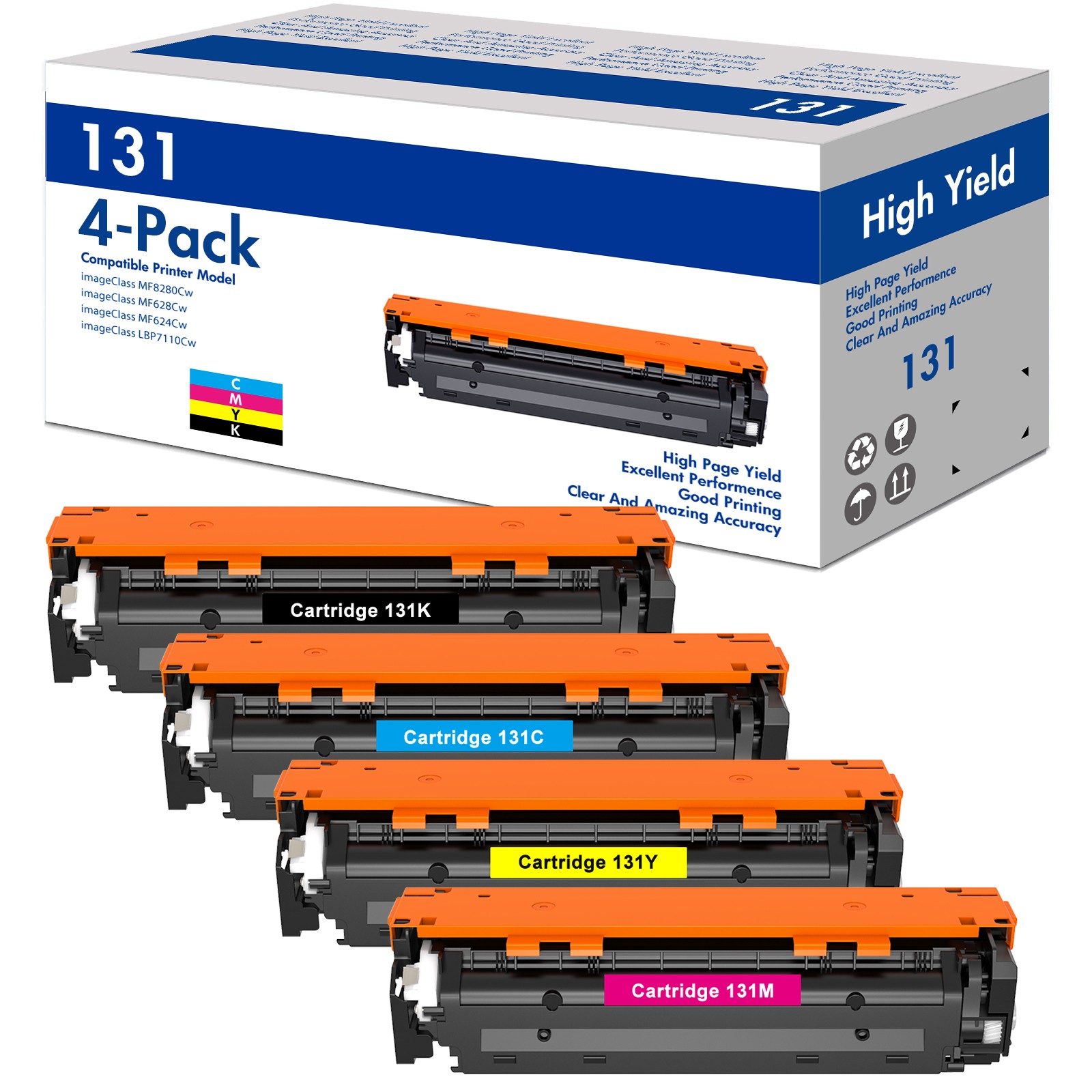 4PK High Yield CRG-131 C131 Toner For Canon 131 ImageCLASS LBP-7100CN LBP-7110CW