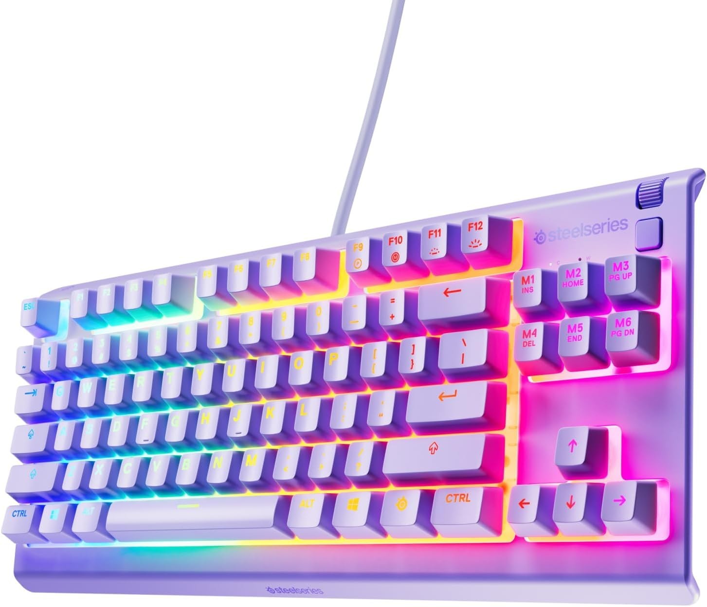 New SteelSeries Apex 3 TKL Wired Membrane Quiet Gaming Keyboard - Lavender Pink