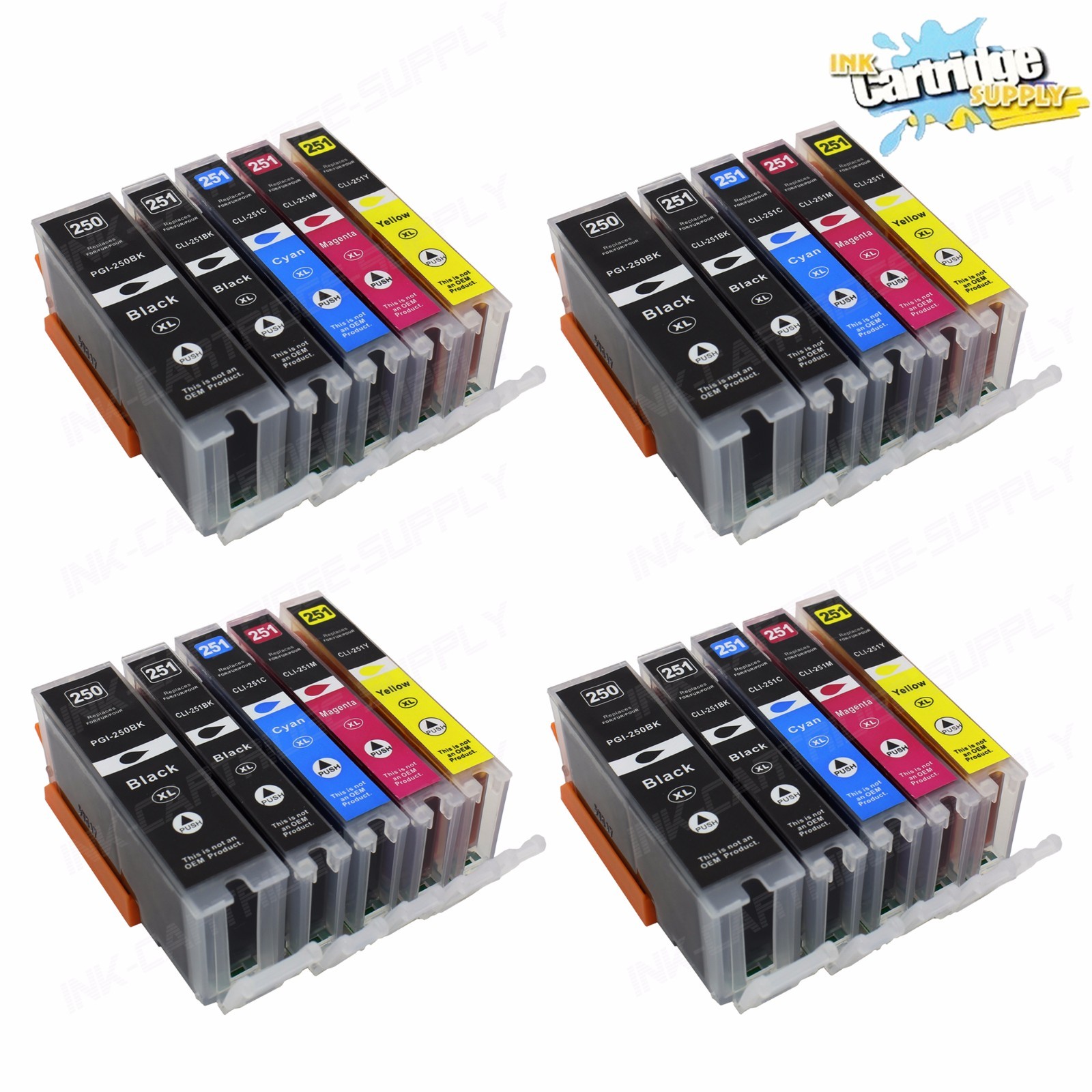 20PK PGI-250XL CLI-251XL High Yield For Canon MG5422 5520 5522 6320 6420 7120