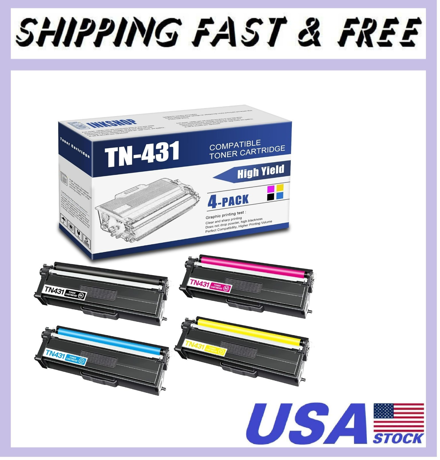 TN431 Compatible TN-431BK TN-431C TN-431Y TN-431M Toner Cartridge Replacement 