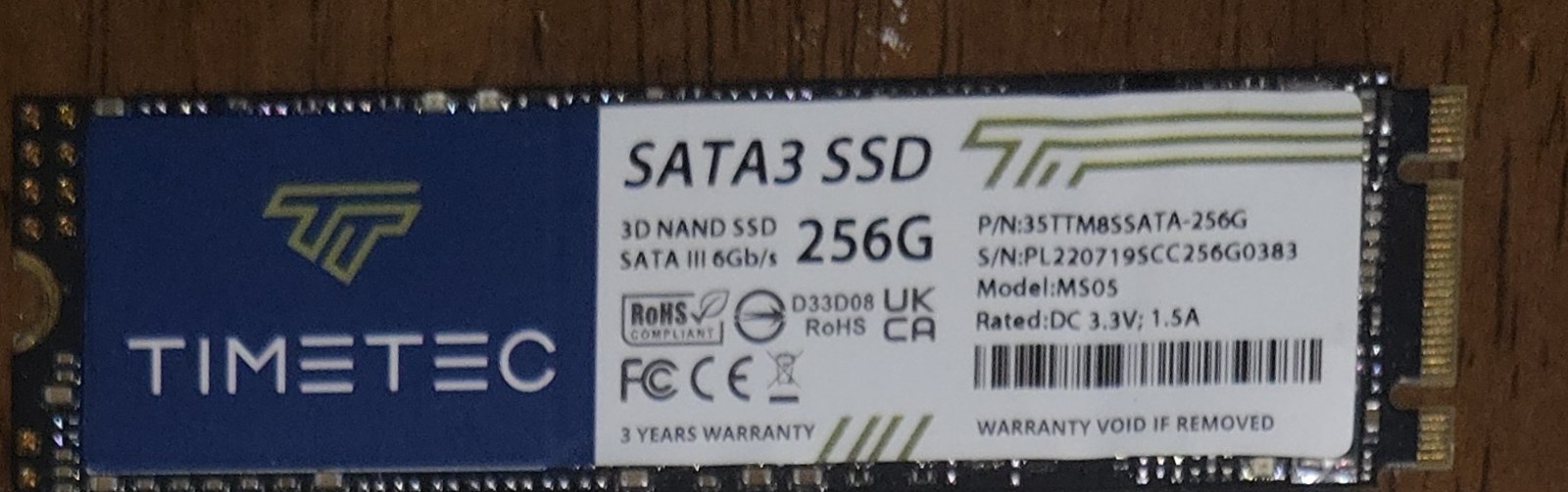 Timetec Sata3 256GB SSD NVMe PCIe 8Gb/s M.2 2280 3D NAND NEW, opened box