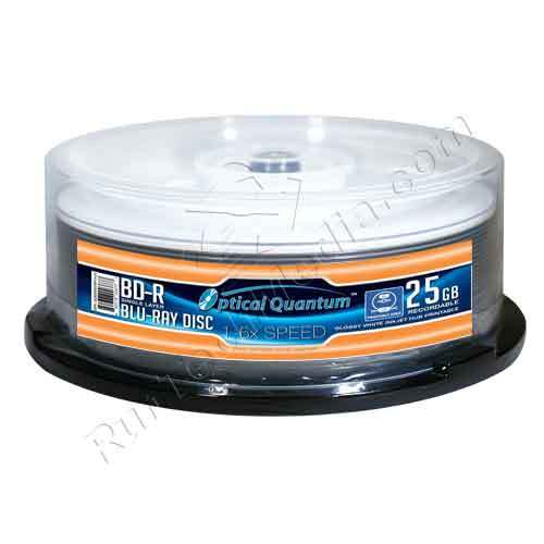 25 OQ 6x 25GB Blu-ray BD-R Glossy White Inkjet HUB Printable OQBDR06GWIP-H-25
