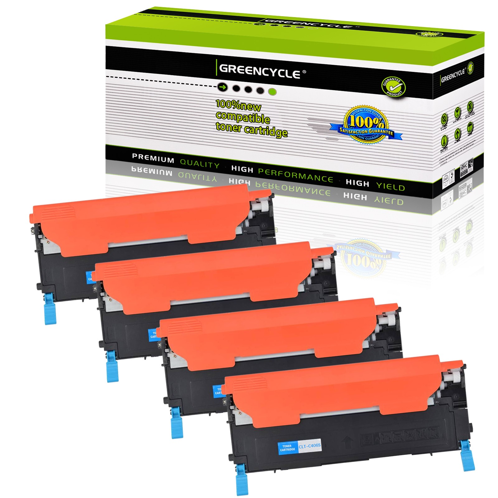 4PK Cyan Toner Fit for Samsung CLT-C406S CLT406S SL-C410 C412W C413w C460W C463W