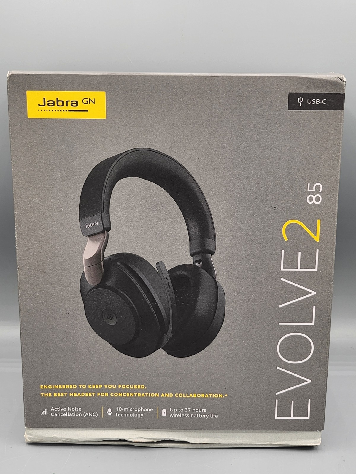 Jabra EVOLVE2 85 LINK380C Stereo Headphones Superior Sound w Box BLACK