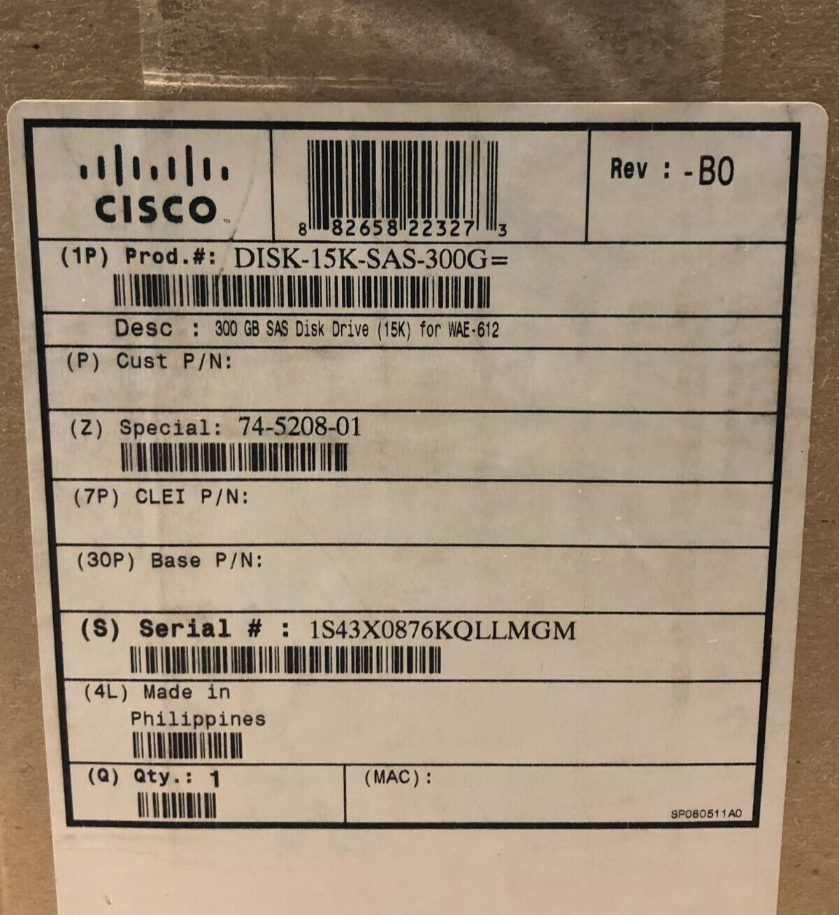 CISCO DISK-15K-SAS-300G= / IBM PN: 43X0876 / BRAND NEW FACTORY SEALED BOX
