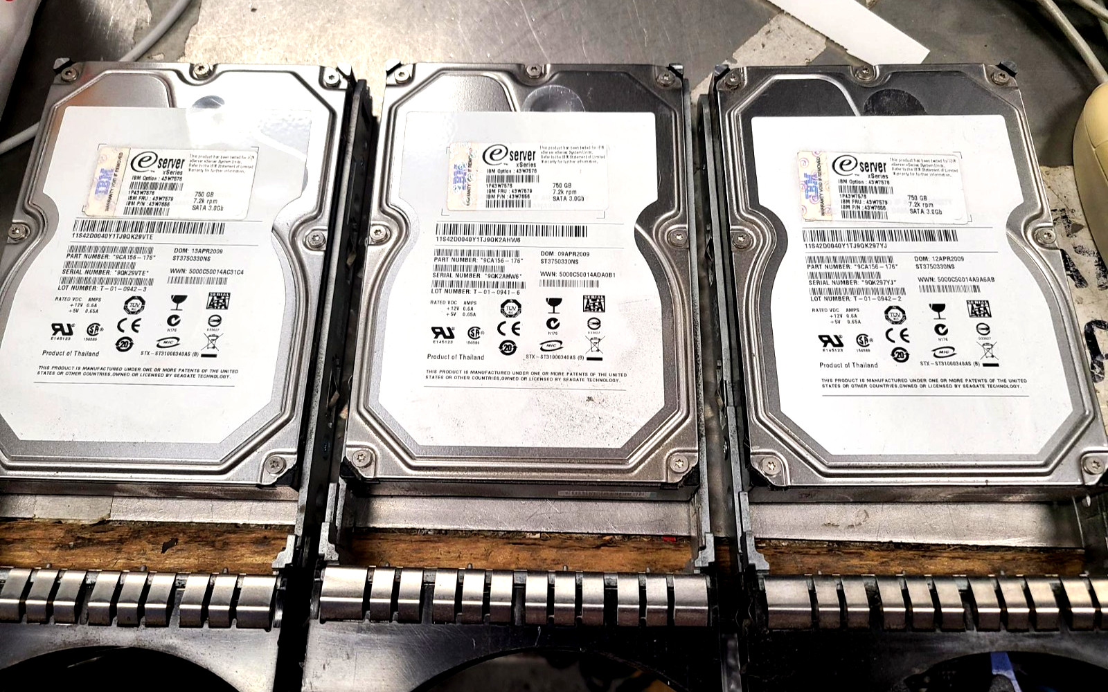 Lot of 3,  750GB Hard Drives, , Ibm System X model 43W7576 3.5"