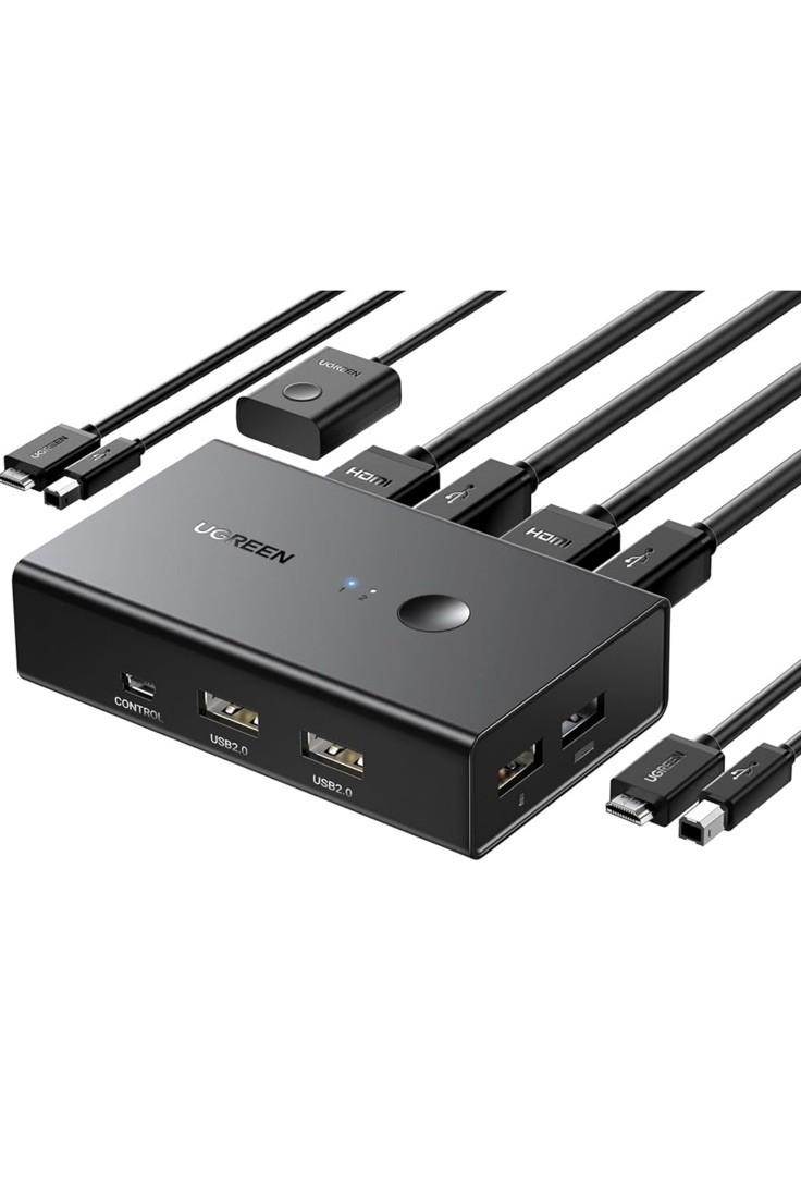 UGREEN HDMI KVM Switch 1 Monitor 2 Computers with 4 USB Ports Support 4K@60Hz