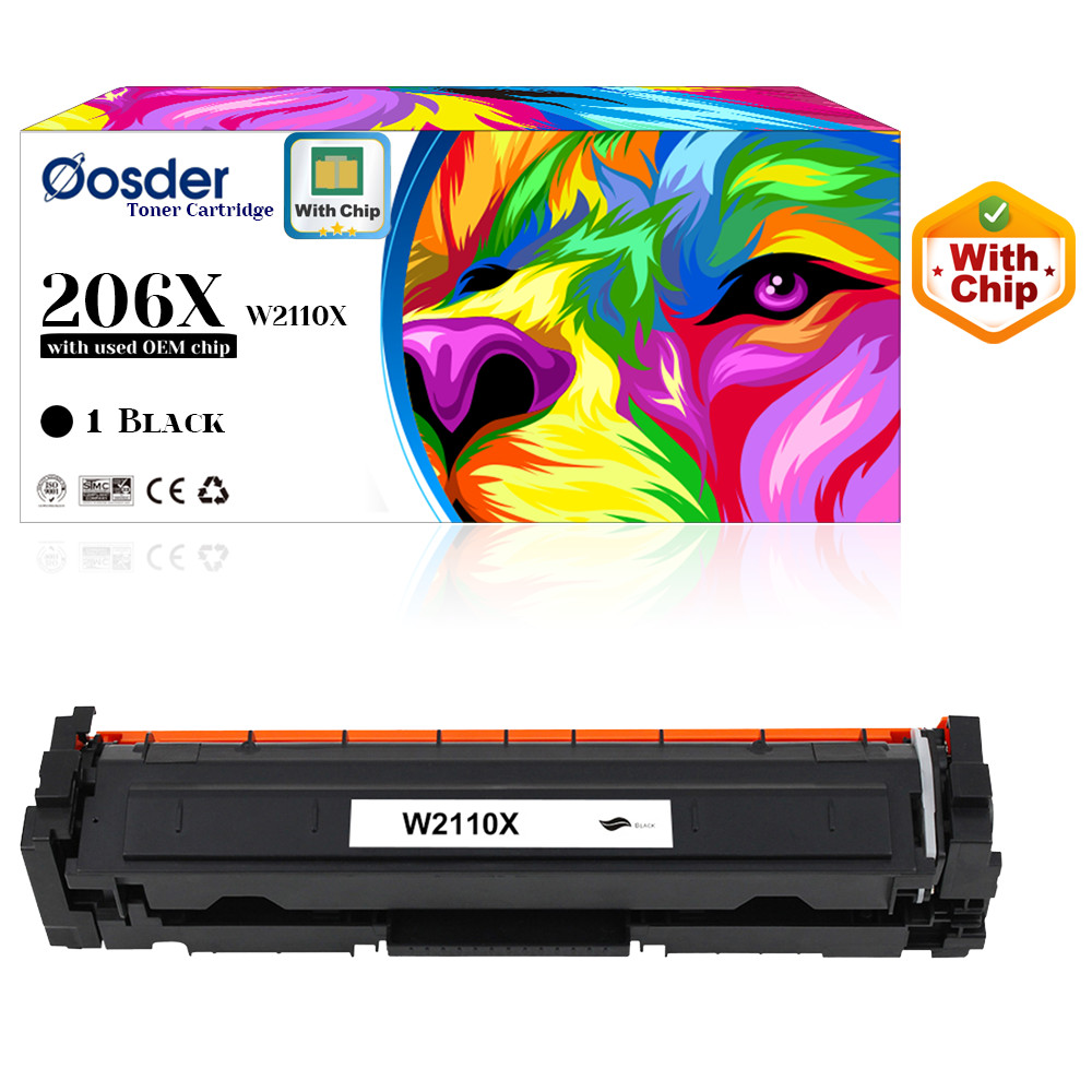 206X Black Toner(Used OEM Chip),for HP LaserJet Pro M255dw/M282/283fdw W2110X