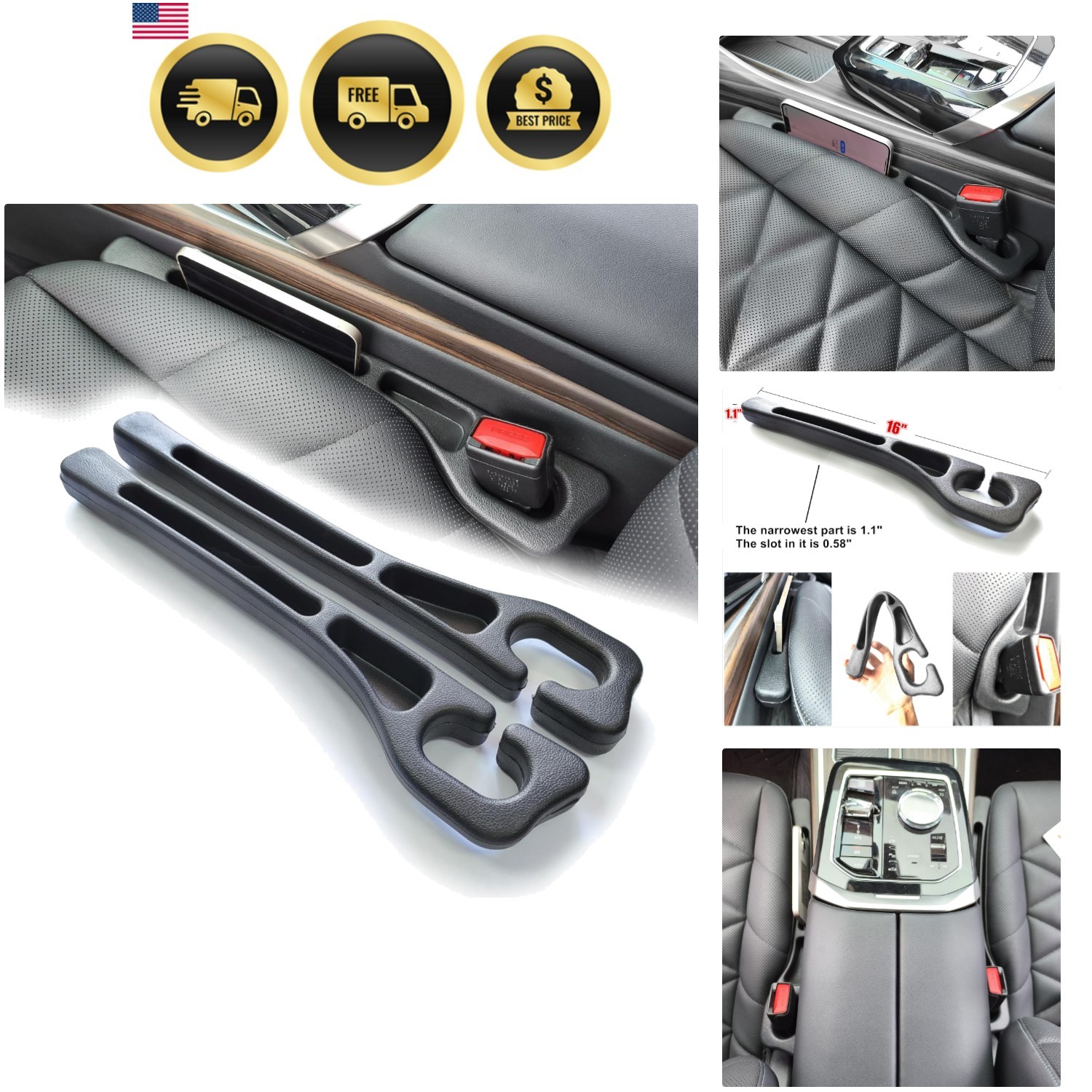 2 Pack No Drop Guard, Stopper/Catcher to Fill the Gap Between Seat and Consol...