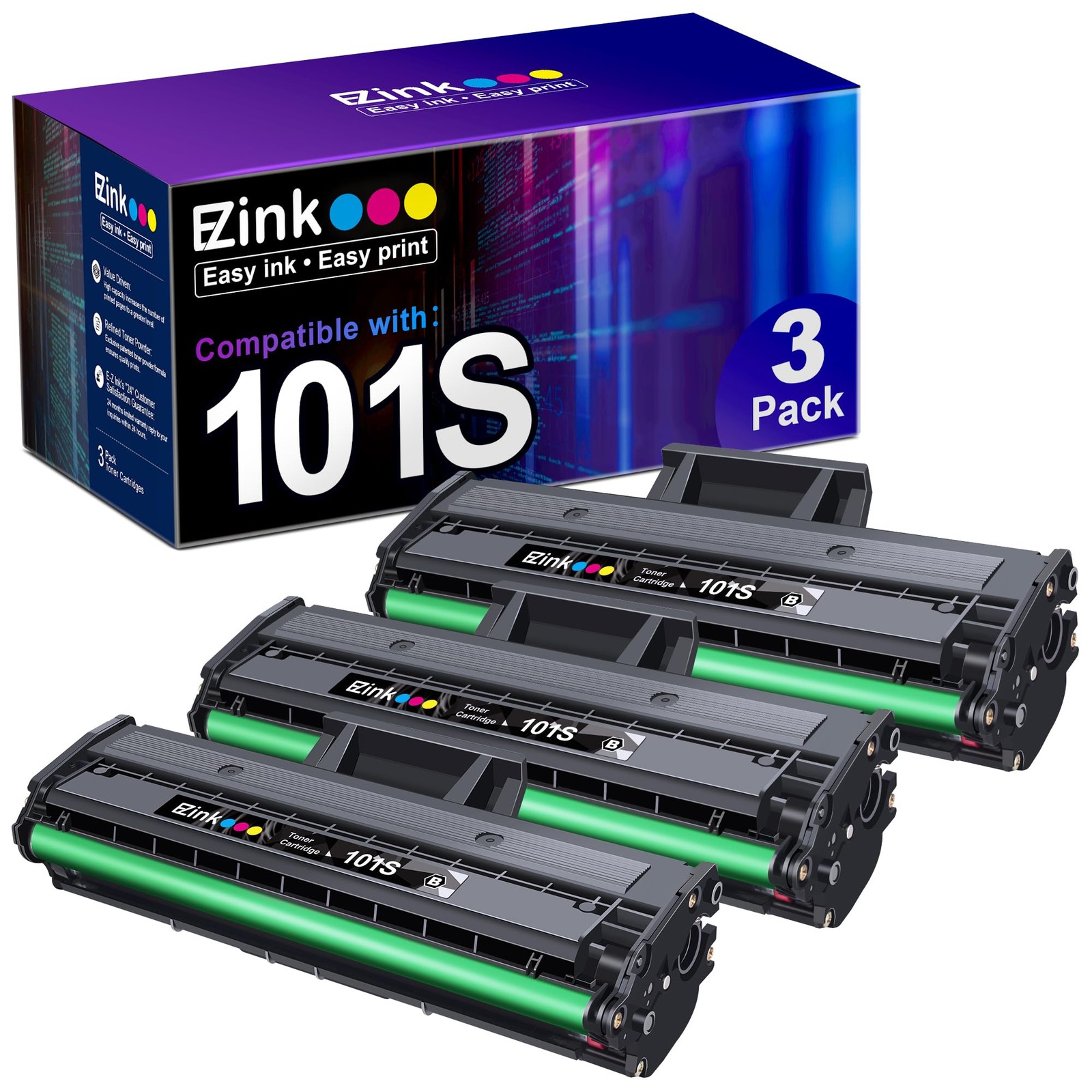 E Z Ink Compatible Toner Cartridges Replacement For Samsung Mlt D101s 3 Pack