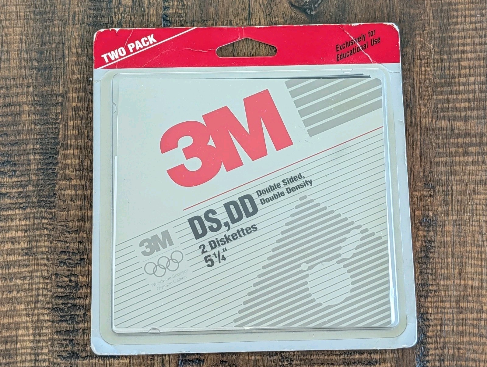 Vintage 3 M DS/DD 5.25″ Floppy Diskettes – 2-Pack, Sealed, 1991 Educational Use