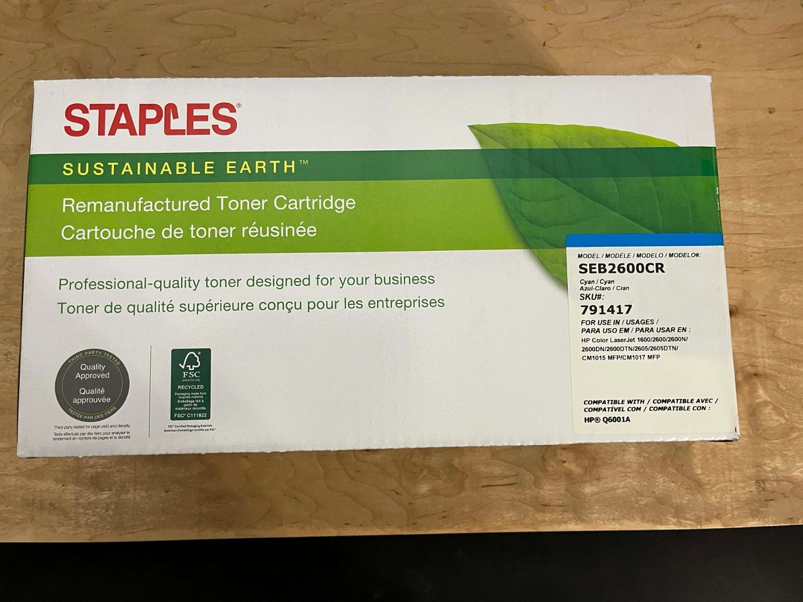 Staples Cyan Standard Yield Toner Reman| Ink | Replacement | HP 124A | Q6001A