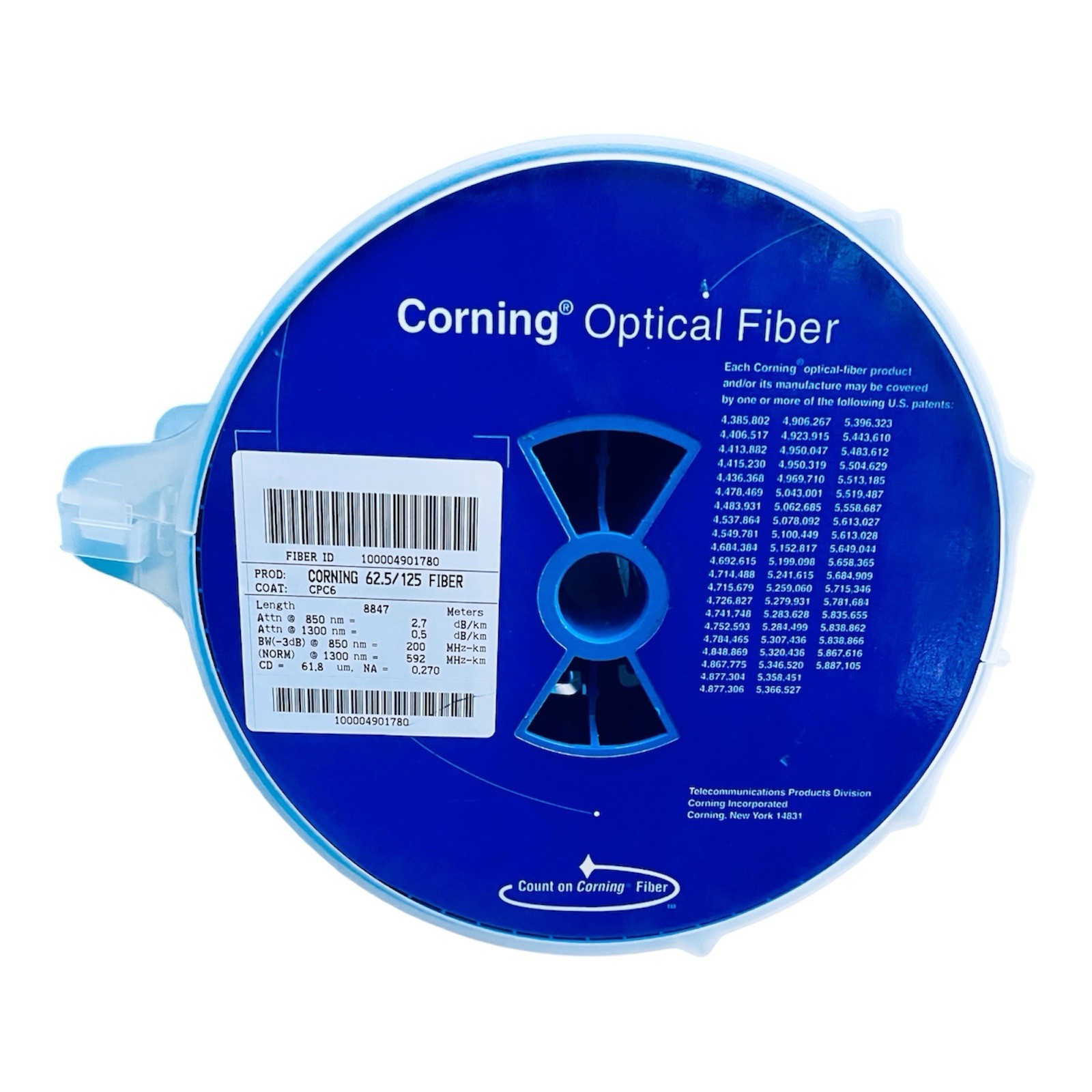 Corning 62.5 125 um µm OM1 Bare Optical Fiber CPC6 8KM 8847M Spool