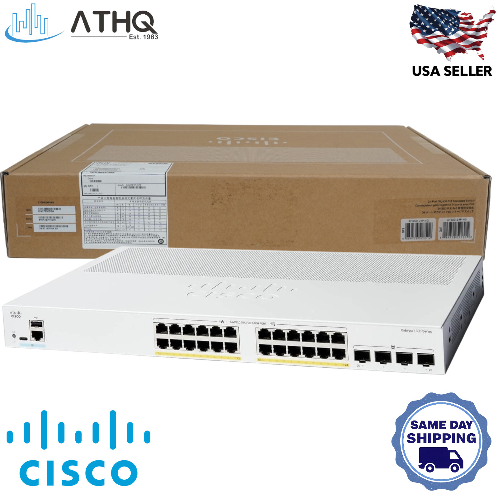 Cisco C1300-24P-4G 24-Port Gigabit PoE+ Layer 3 Managed Switch 4xSFP NEW