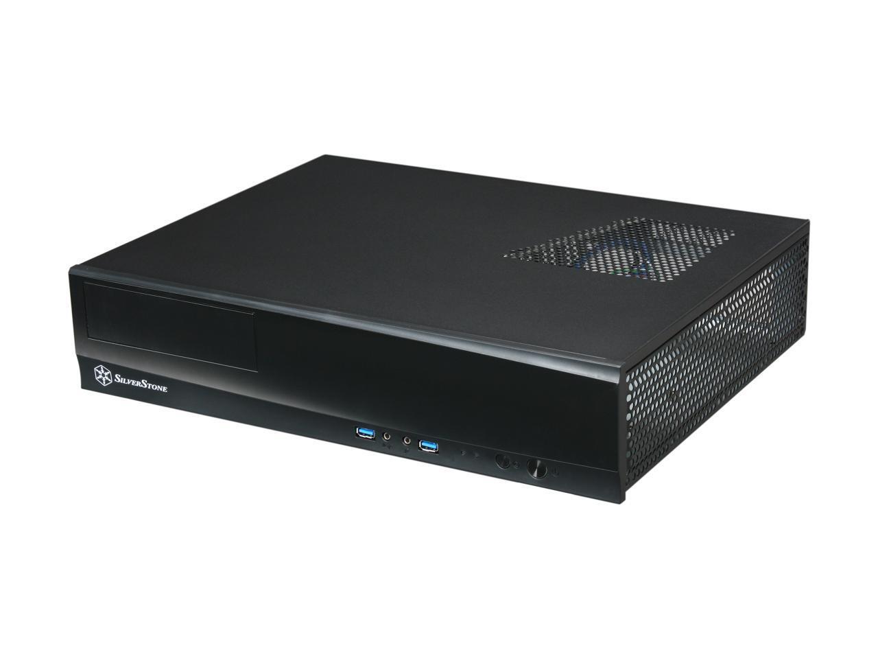SILVERSTONE Black Aluminum skin reinforced plastic front panel, 0.8mm SECC body