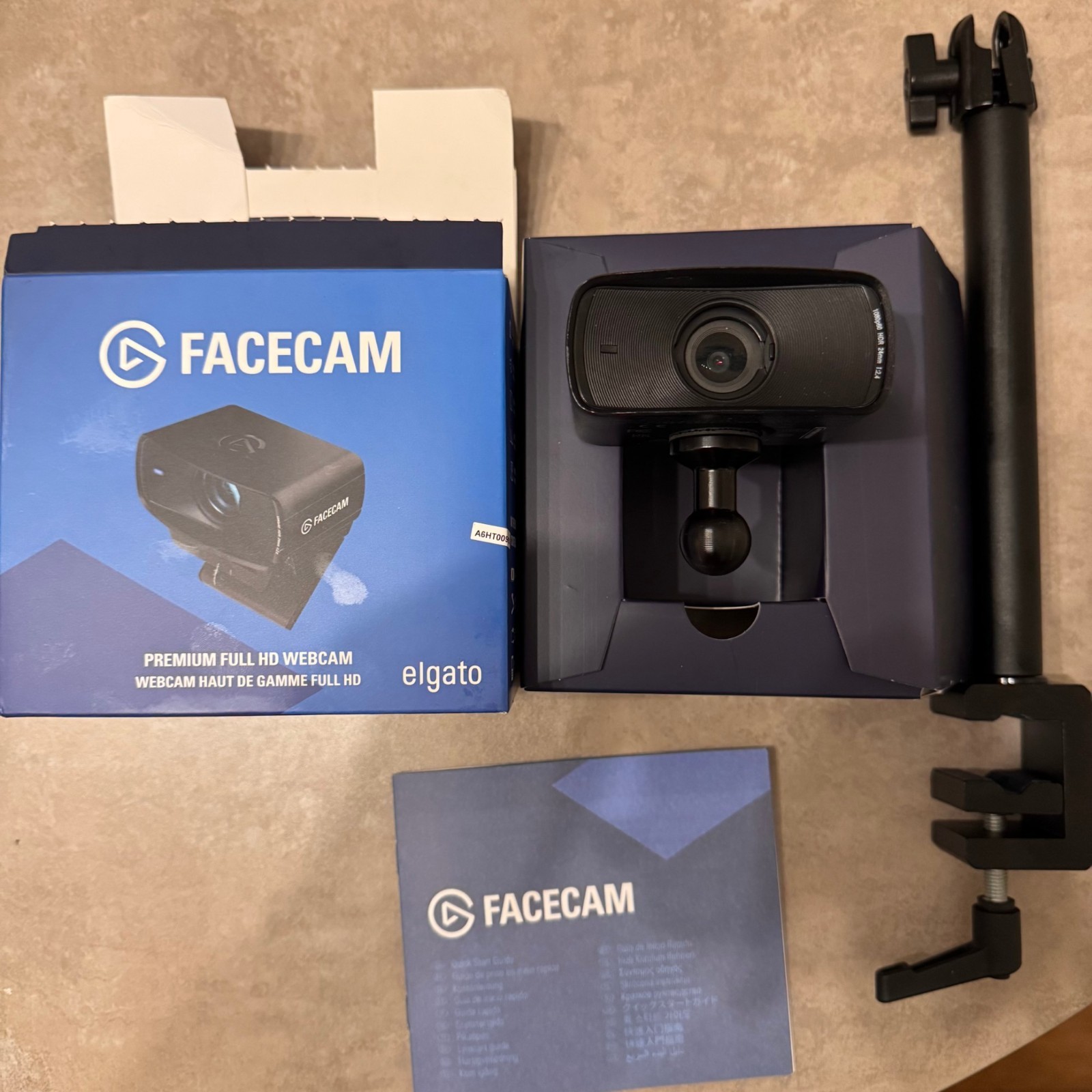 Elgato Facecam MK.2 1080p60 HDR Webcam 20WAC9901 w/ Desk Clamp Arm & Box