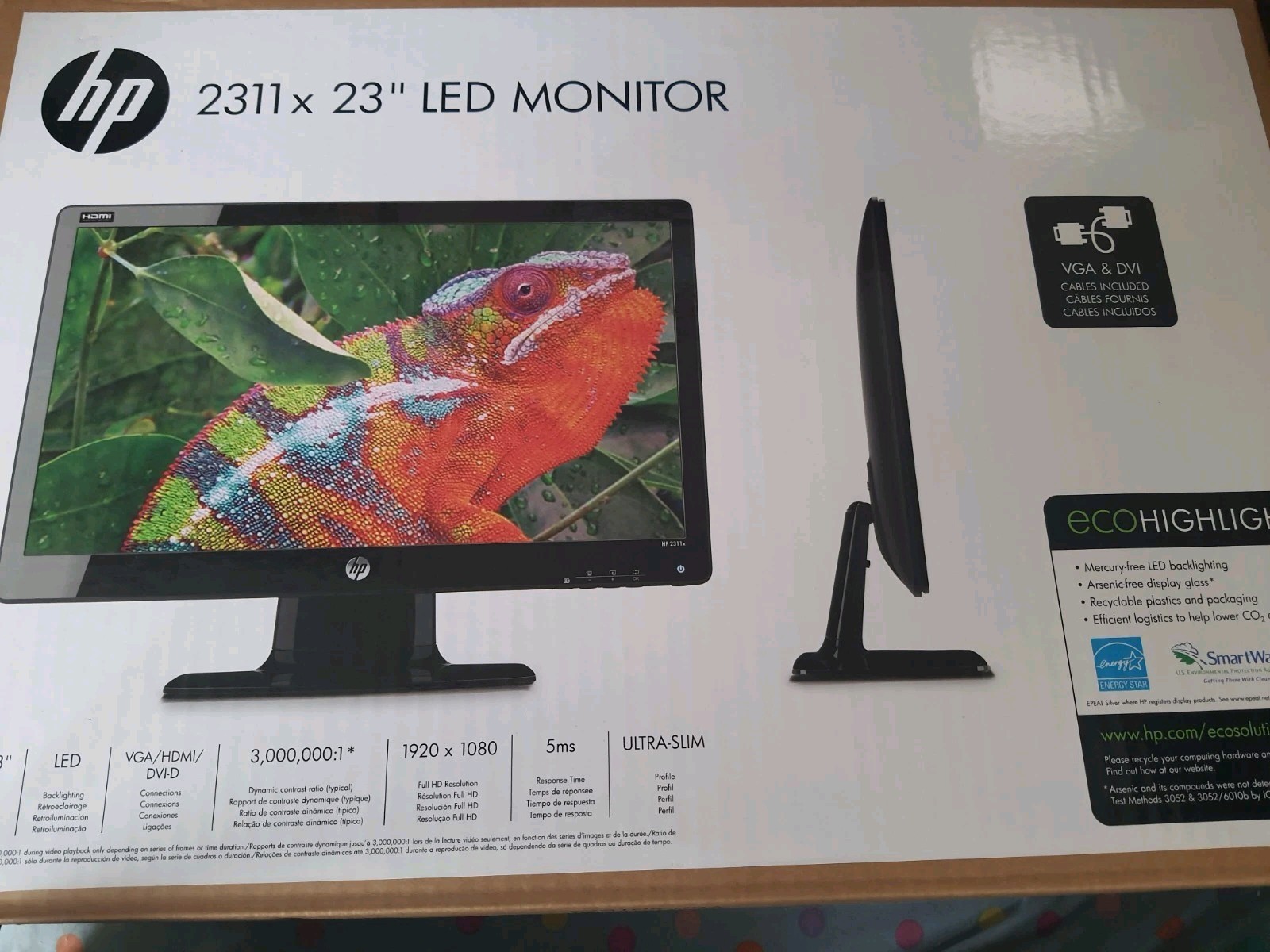 New HP 2311x Black Full HD 23 in Screen HDMI VGA DVI LED Monitor
