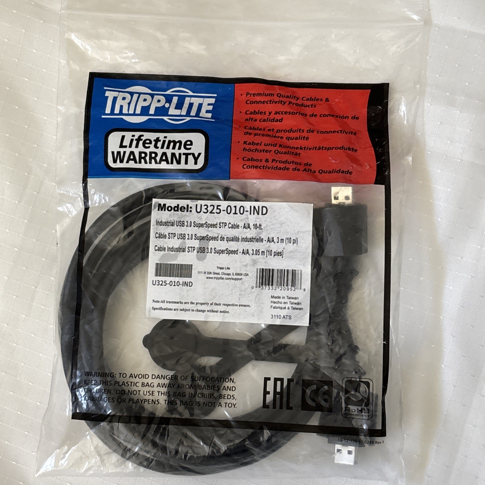 TRIPP LITE 10-Feet USB 3.0 USB A to USB A Cable, Black 