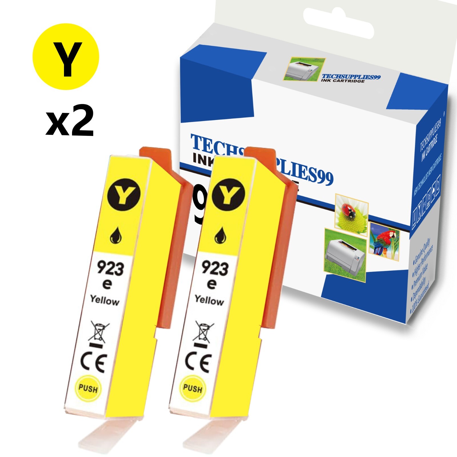 2PK Yellow HP 923e evomore Ink Cartridge 923 for Office Jet Pro 8138e 8139e
