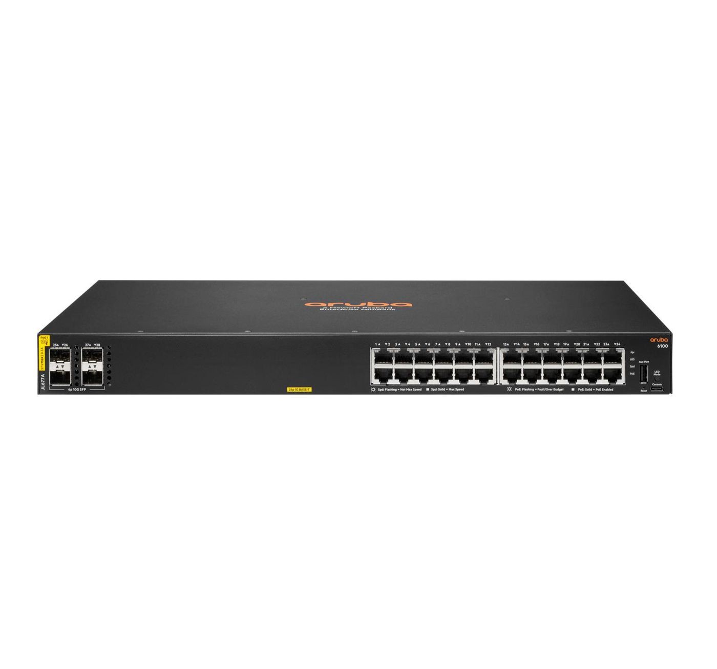 HP W126290778 JL677A#ABB Aruba 6100 24G CL4 PoE 4SFP+ Switch Class4 370W, M ~E~