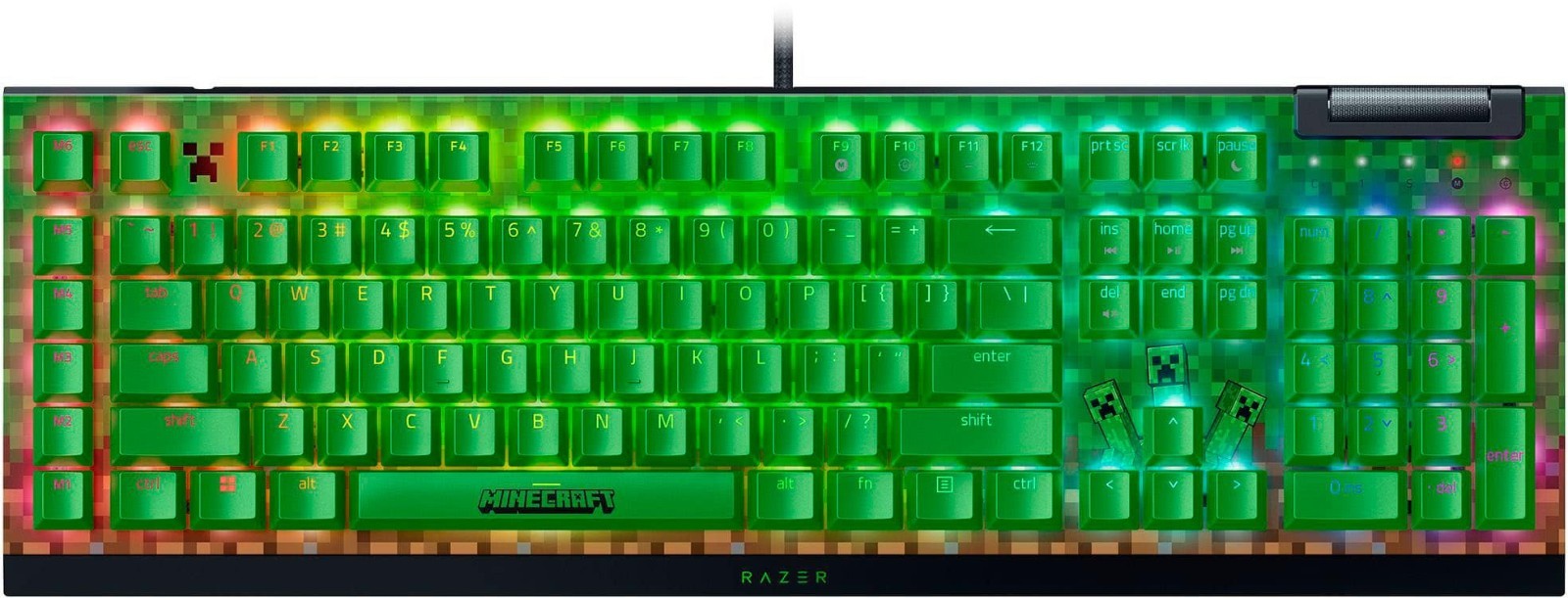 Razer BlackWidowV4 X Gaming Keyboard Green Switch - Minecraft Edition: No Wirele