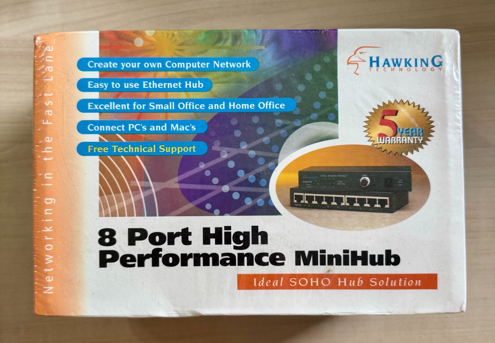 Hawking Technology 8 Port High Performance MiniHub Plug and Play 10Mbps PN900TB
