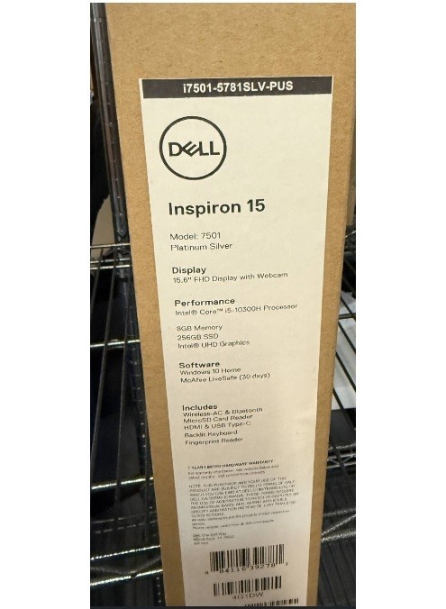 New DELL INSPIRON 15 I7501-5781SLV-PUS 8GB 256GB SSD 15.6" FHD Webcam WIN10