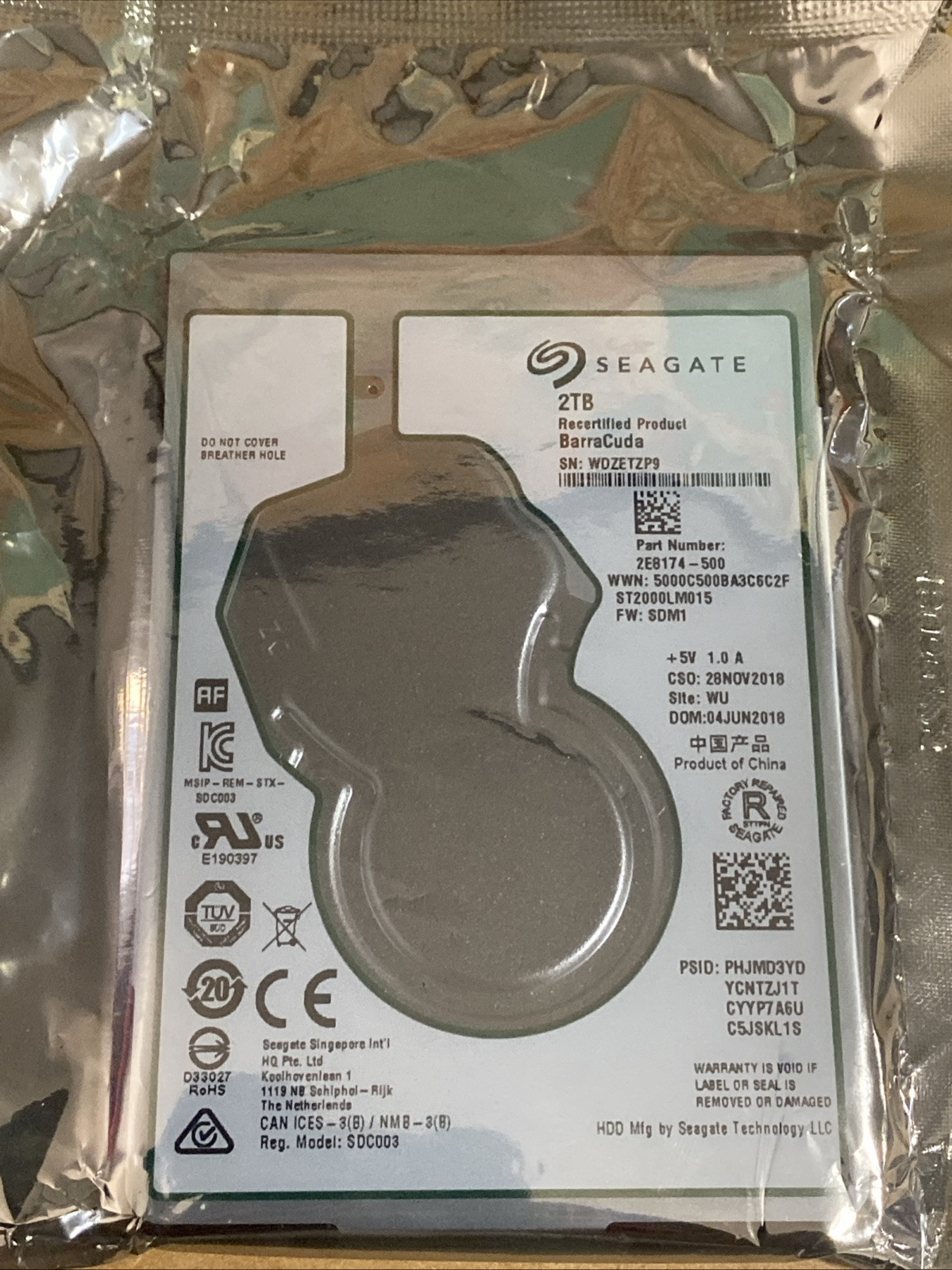 ST2000LM015 pn:2E8174-500 2TB SATA 2.5" Seagate