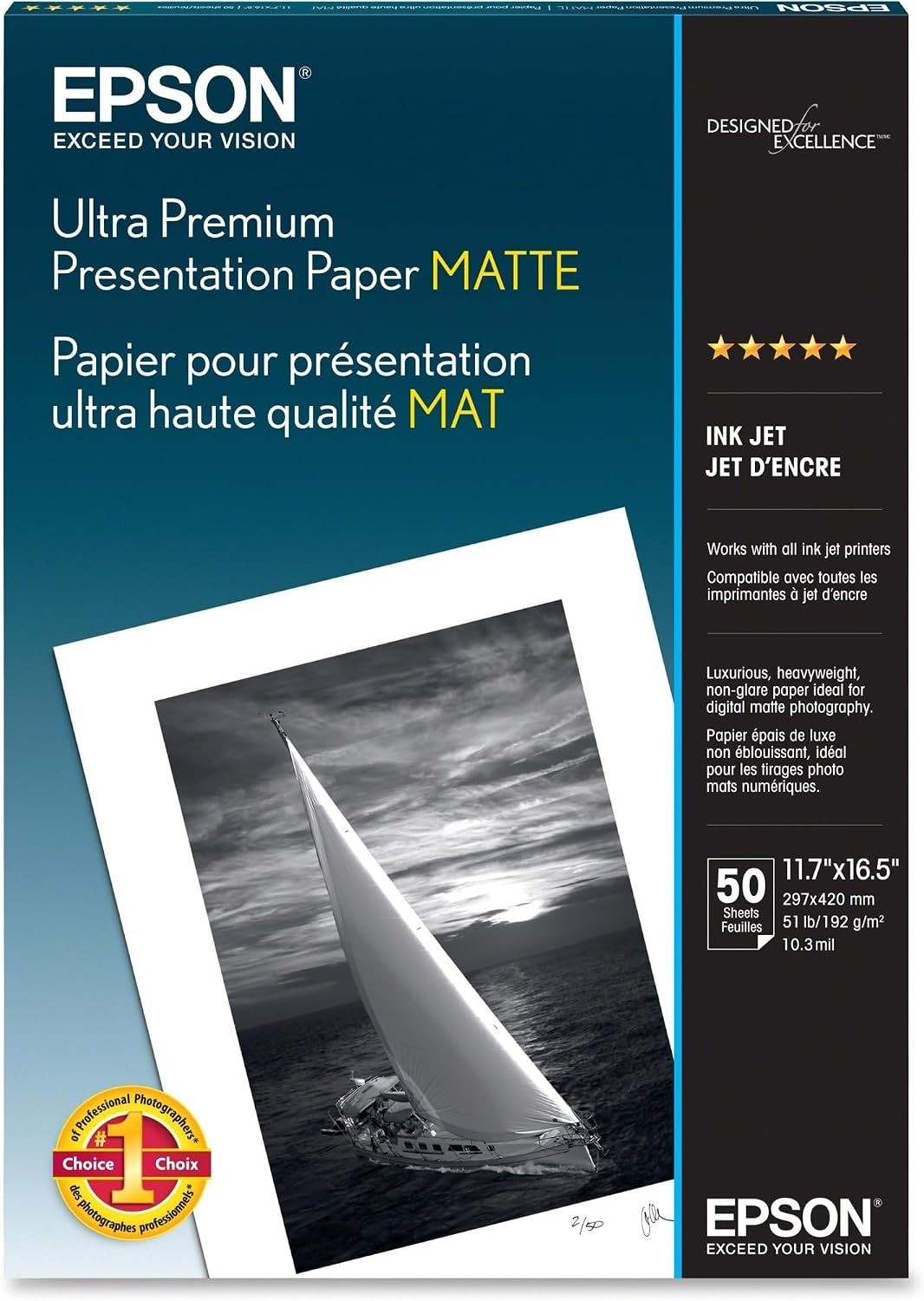 Epson S041343 Ultra Premium Matte Paper A3 11.7x16.5 50 Sheets 